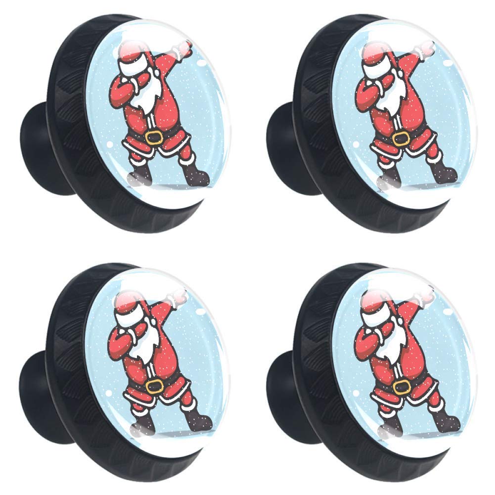 Santa Claus Standing Dancing Dab Cabinet Knobs Drawer Pulls with Screws - Fun Holiday Decor for Home Office Wardrobe Cupboard Dresser Door Handles - Perfect for Christmas Bedroom, Kitchen & Kids Room Decor