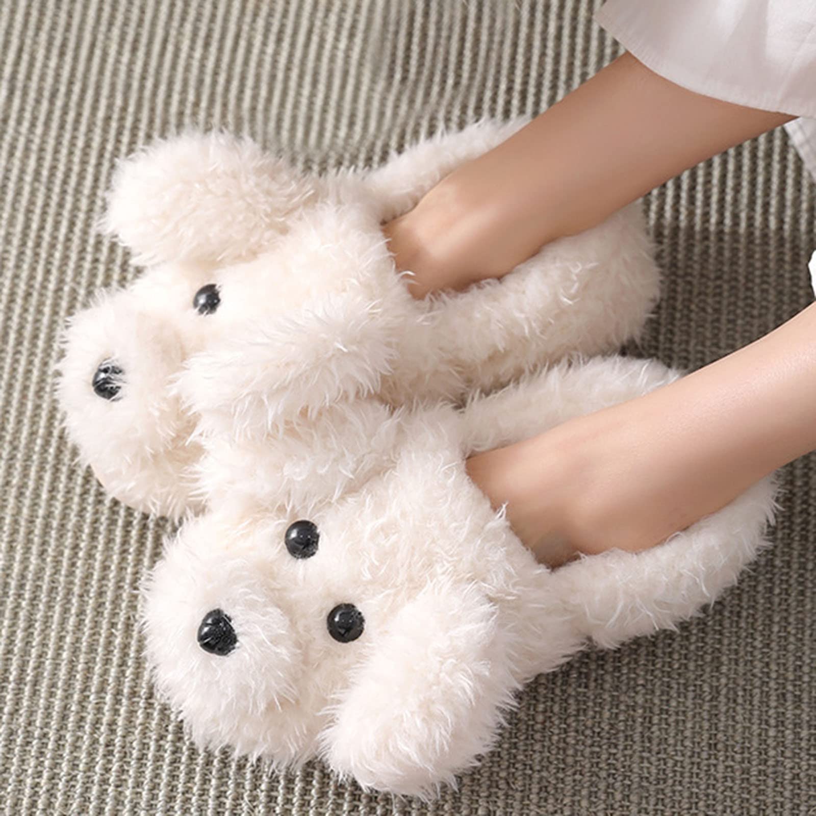 IQYU Women's Winter Slippers - Soft Memory Foam Indoor House Shoes with Fluffy Faux Fur Lining, Cozy Cartoon Design for Home, Office & Travel - Warm Non-Slip Comfortable Slippers for Cold Weather