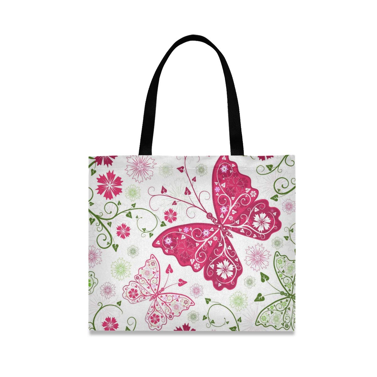 Nander Cotton Canvas Tote Bag with Inner Pocket - Large Reusable Shopping Bag for Women, Beach, Groceries, Books & Travel - Beautiful Butterfly Print - Eco-Friendly Carryall for Work, School & Daily Use
