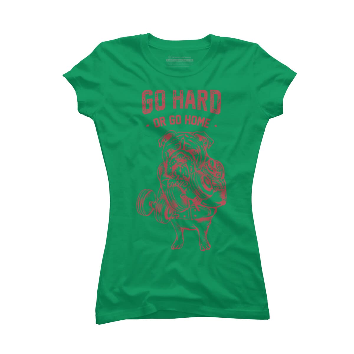 Design By Humans Junior's Go Hard or Go Home English Bulldog Graphic T-Shirt by Huebucket | Trendy Casual Tee for Teens & Youth | Perfect for School, Streetwear & Everyday Outfits