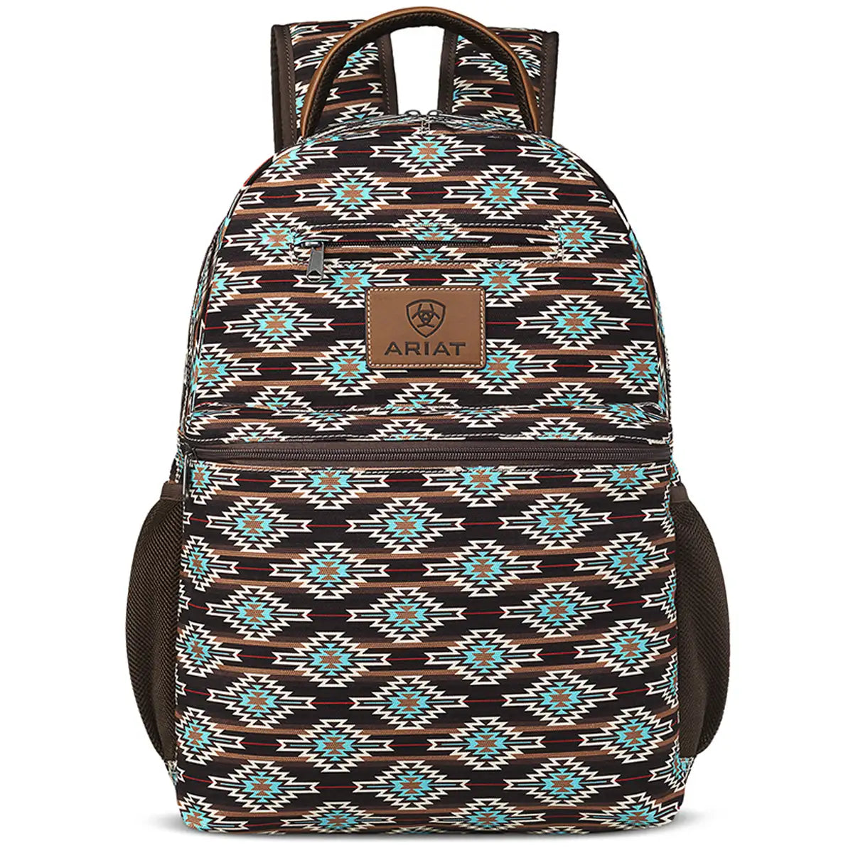 Ariat Southwest Backpack for Men & Women - Durable Brown/Turquoise Hiking Backpack for Outdoor Adventures, Travel & Work