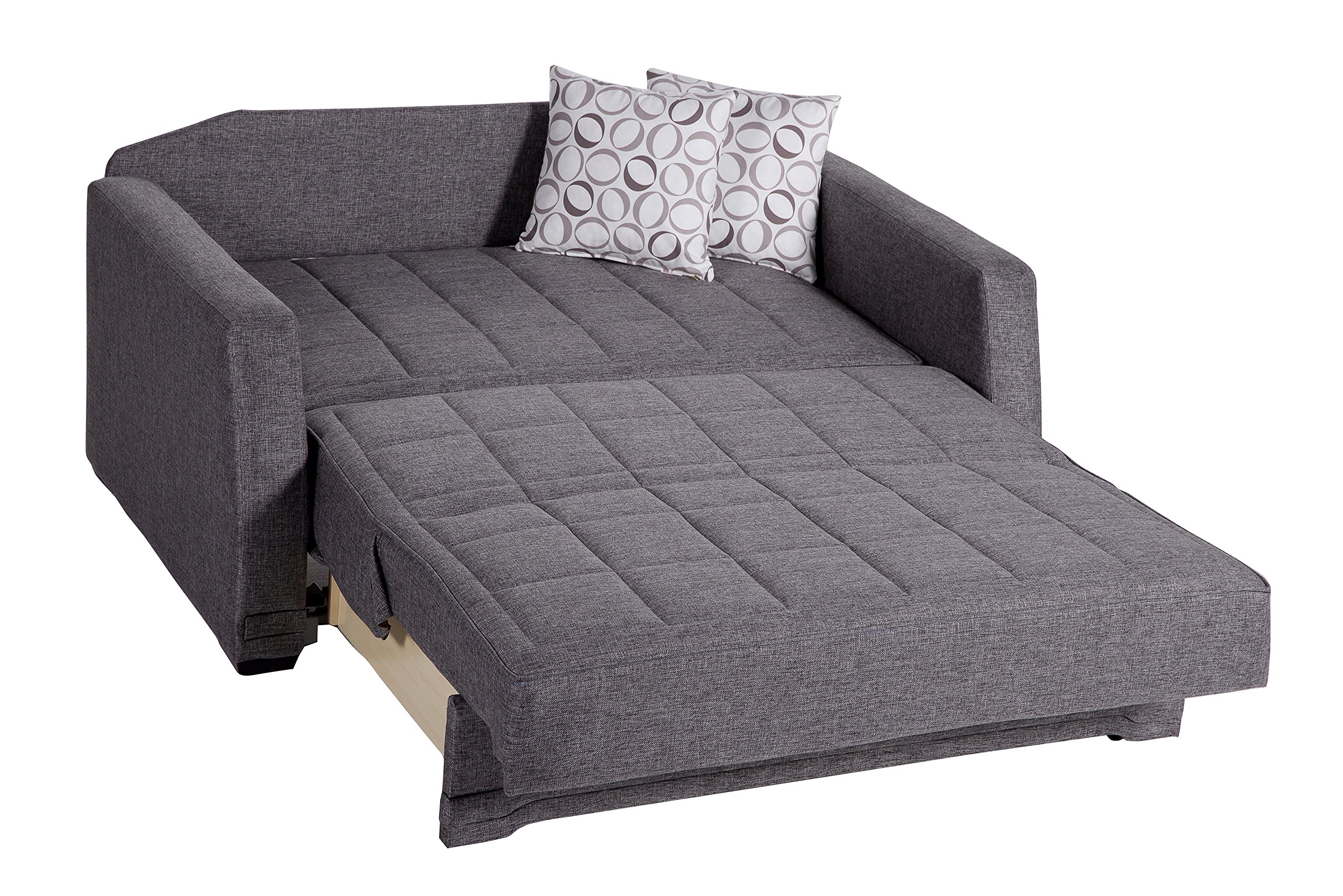 ISTIKBAL Valerie Collection Multifunctional Love Seat Sleeper Sofa Bed in Diego Gray - Convertible Furniture for Small Spaces, Living Room, Guest Room & Apartments