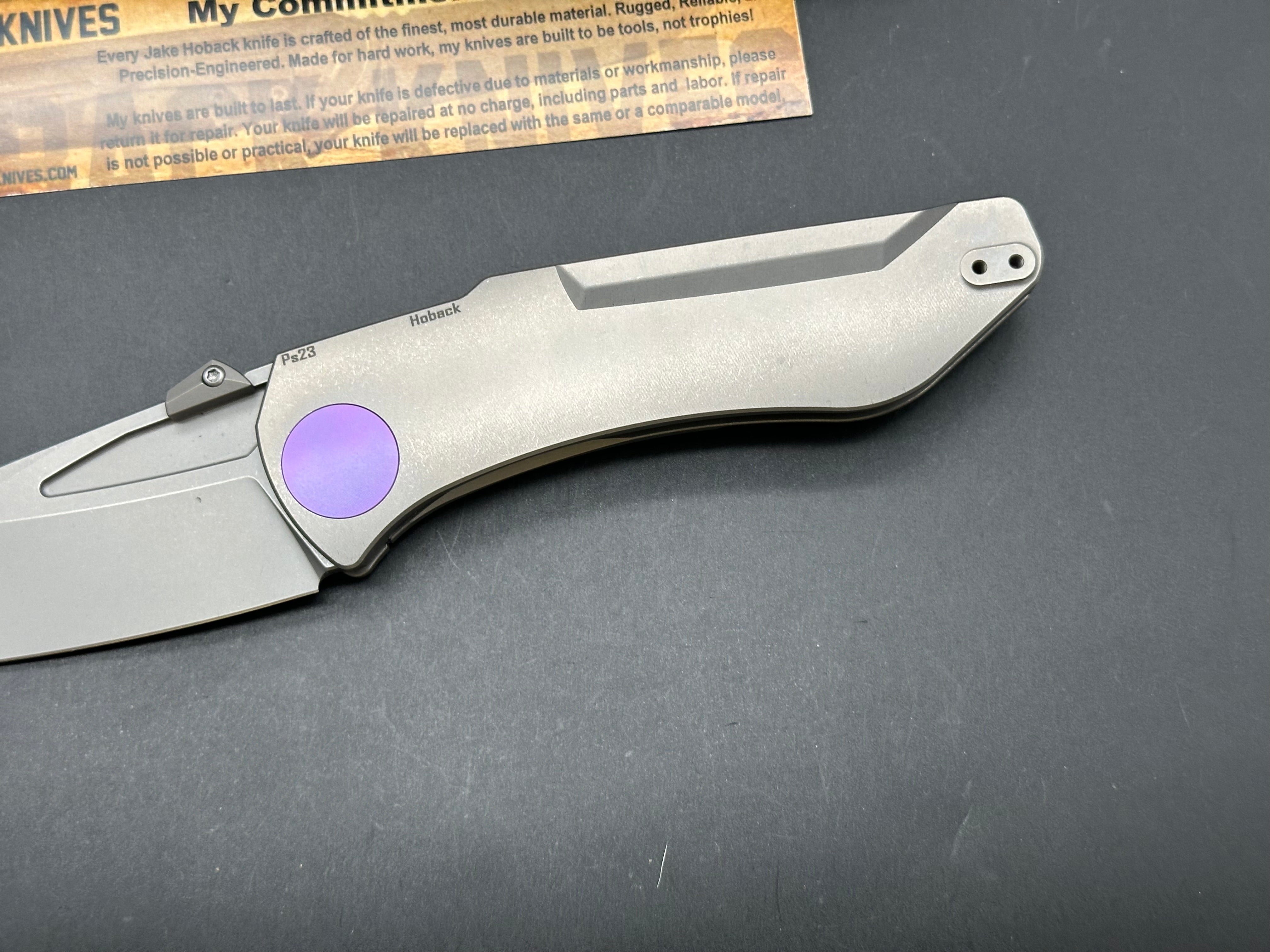 Jake Hoback Summit Frame Lock Folding Knife - Titanium Handle with Purple Accents (4.25