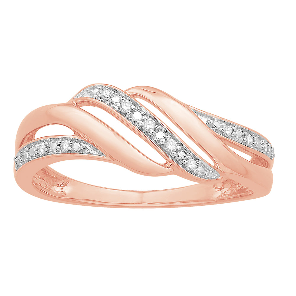 9ct Rose Gold Diamond Ring with 11 Brilliant Cut Diamonds - Elegant Engagement & Wedding Jewelry for Women - Perfect for Proposals, Anniversaries & Special Occasions