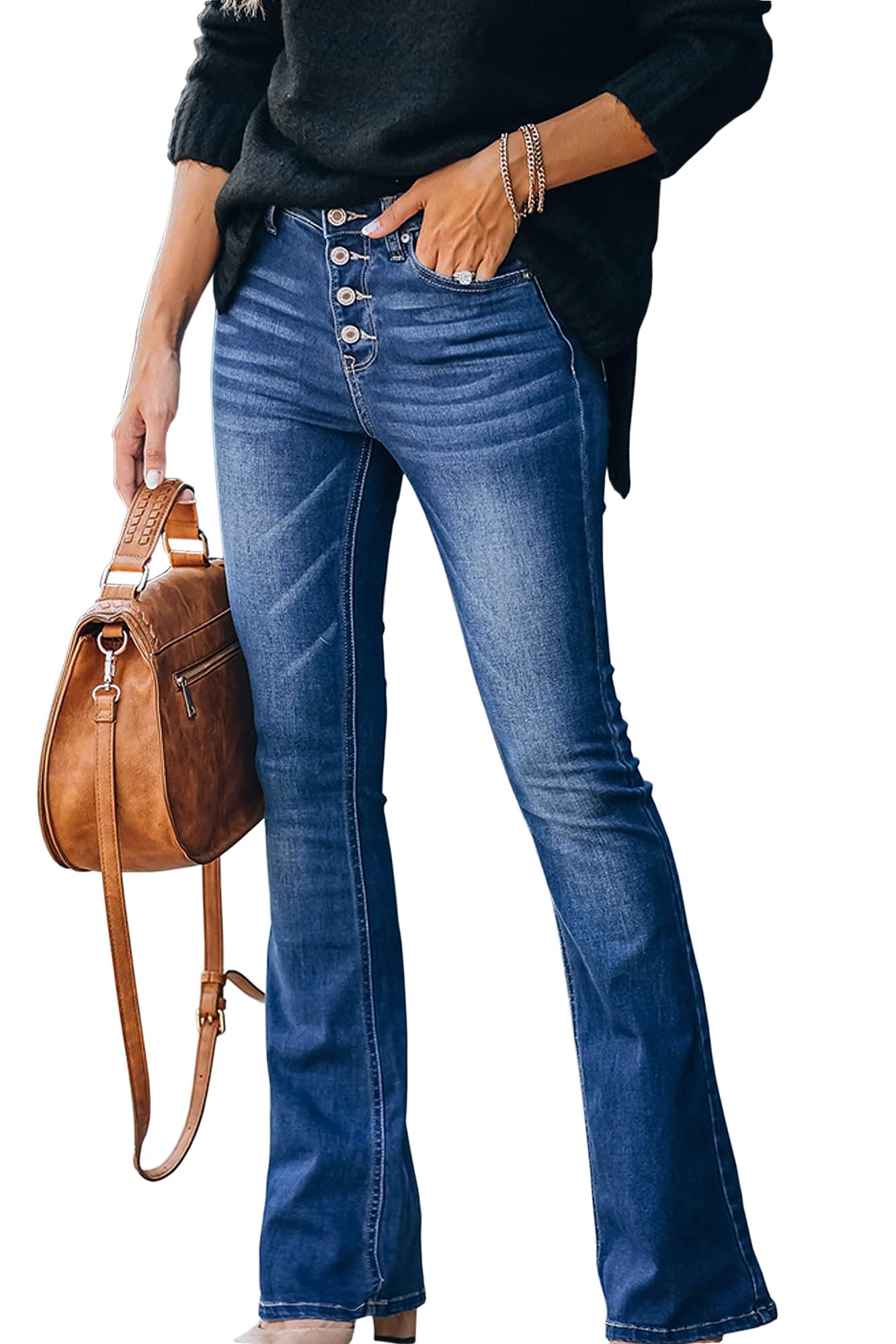 Atditama Women's Wide Leg Jeans - Mid Rise Straight Bootcut Stretch Denim Pants | Comfortable Boyfriend & Mom Jeans for Casual Wear, Office & Weekend Outfits