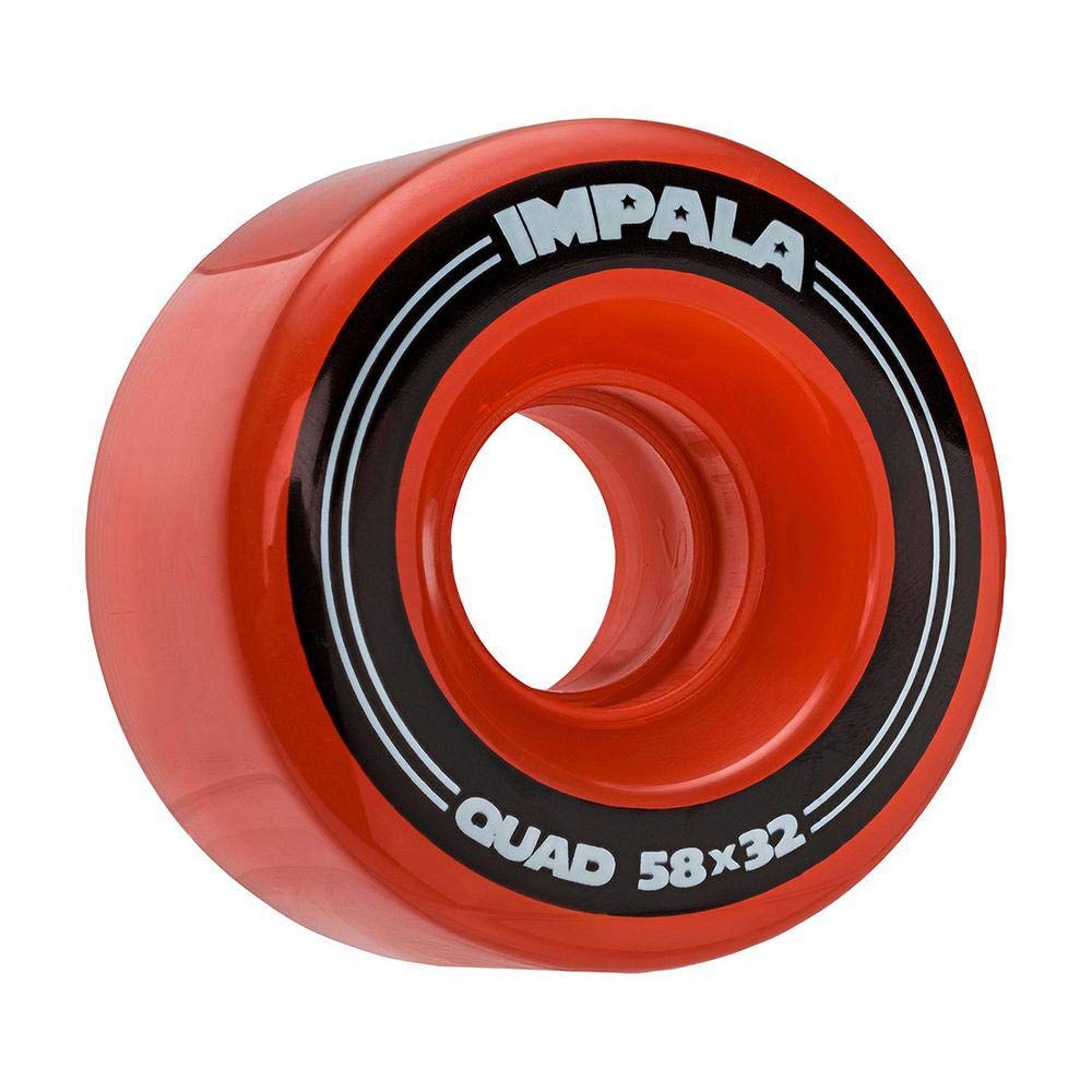 Impala 4 Pack Roller Skating Wheels - 62mm 78A Red Outdoor/Indoor Wheels for Roller Derby, Rink Skating & Artistic Skating - Perfect for Beginners & Pros
