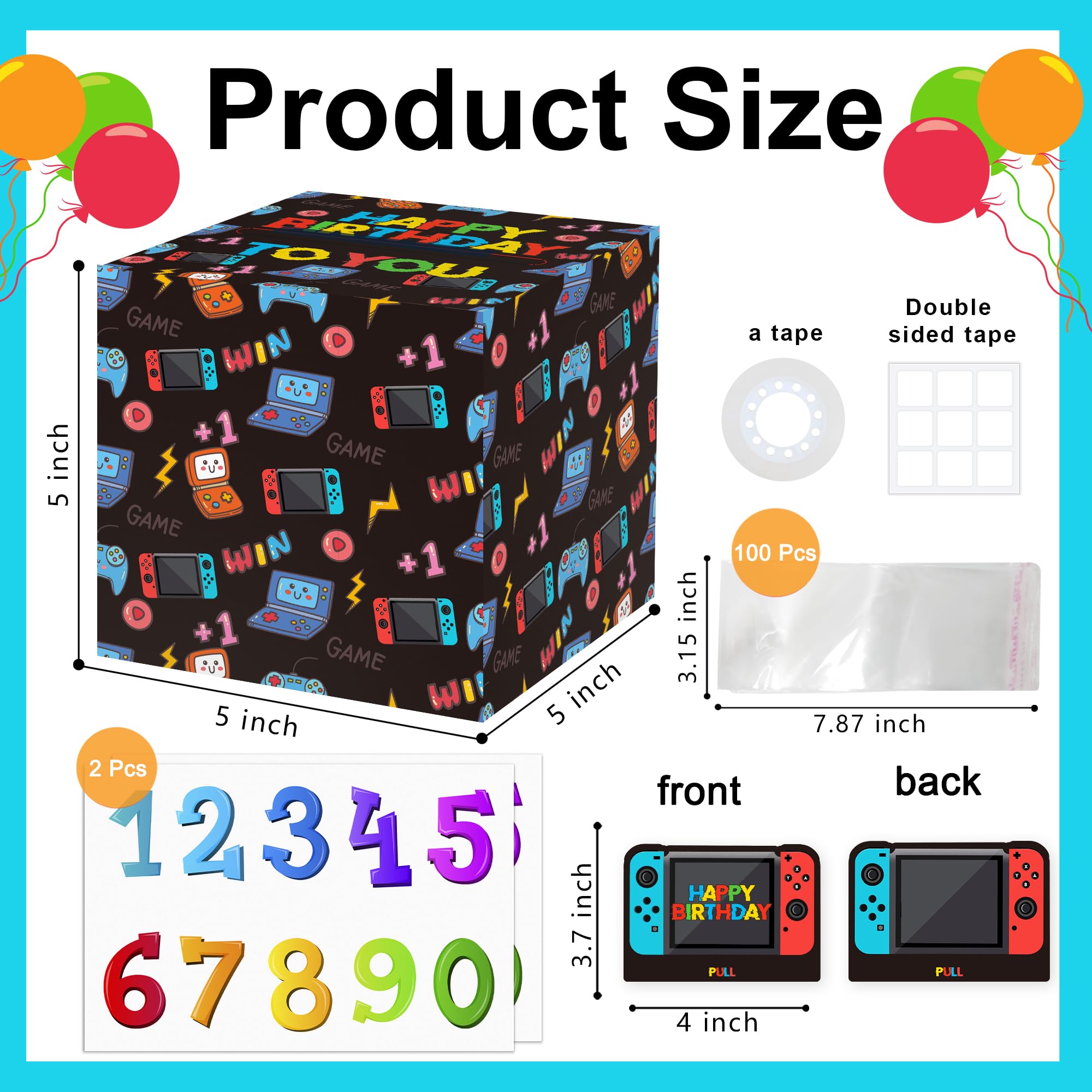 100Pcs Transparent Money Pull Gift Bags - Fun Birthday Cash Gift Set for Gamers & Game Lovers - Perfect for Surprise Money Gifts, Parties & Special Occasions - Great Birthday Present for Women & Men