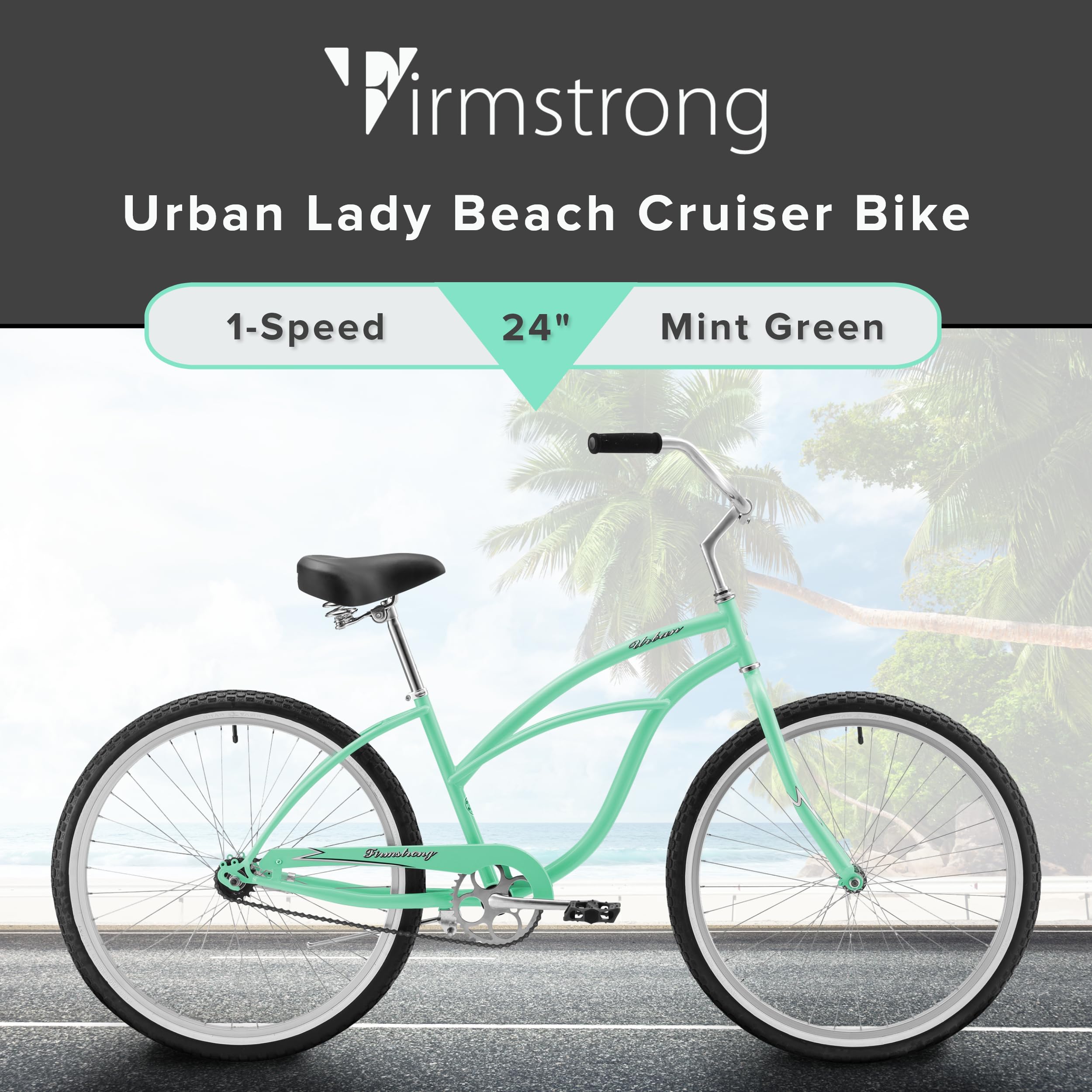Firmstrong Urban Lady Beach Cruiser Bicycle - Women's Comfort Bike with 7 Speeds, Classic Design for Casual Riding, Commuting & Beach Cruising | Perfect for Leisure, Exercise & Coastal Adventures