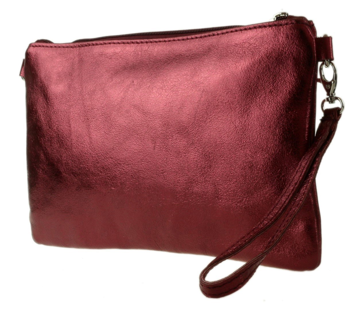 Stylish Women's Italian Snake Skin Metallic Leather Clutch Bag - Elegant Evening Purse for Parties, Weddings & Special Occasions
