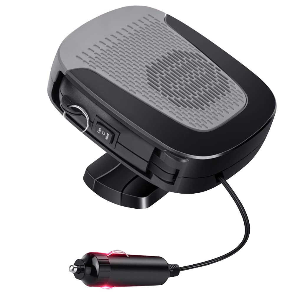 12V 150W Portable Car Heater & Defroster - Fast Heating Adjustable Fan for Windshield Defogging | Winter Car, SUV & RV Heater with Cooling Function | Perfect for Snow Removal & Cold Weather Commuting