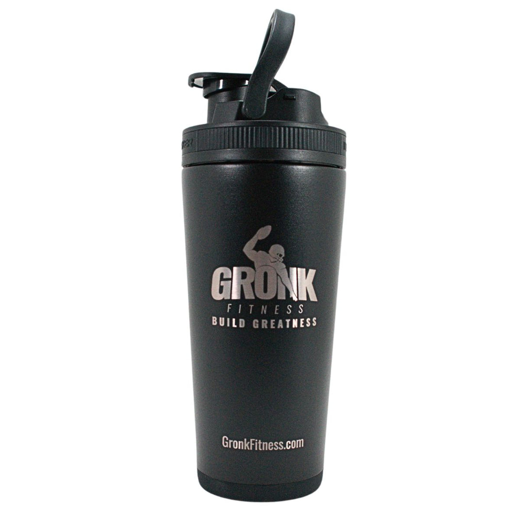 Gronk Fitness 20oz Black Ice Shaker Bottle - Leak Proof Protein Shaker Cup for Gym, Workouts & Post Exercise Recovery
