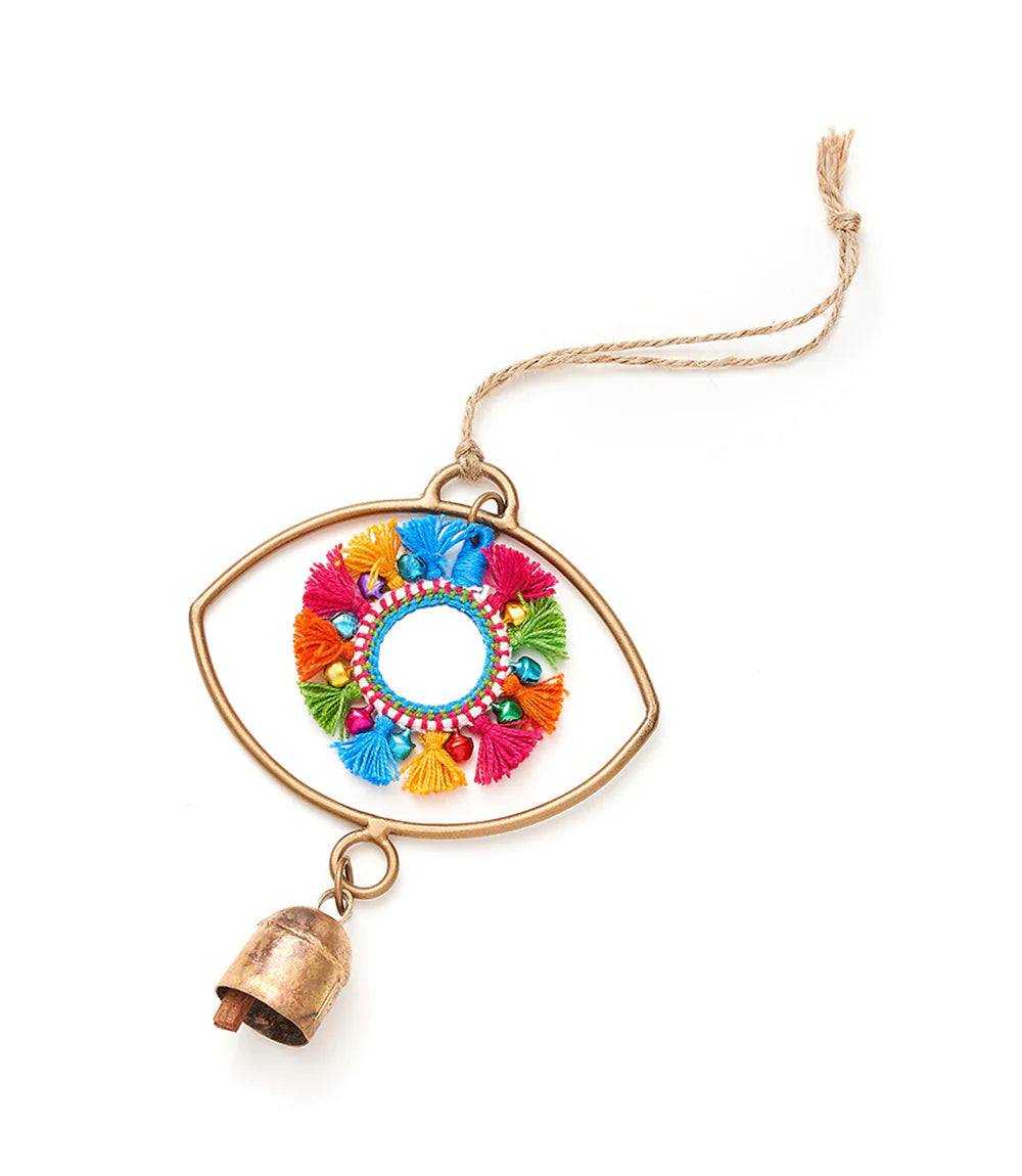 Evil Eye Wind Spinner Bell Chime - Outdoor Garden Decor, Hanging Wind Chime for Patio, Porch & Yard - Spiritual Protection & Good Luck Charm for Home & Backyard