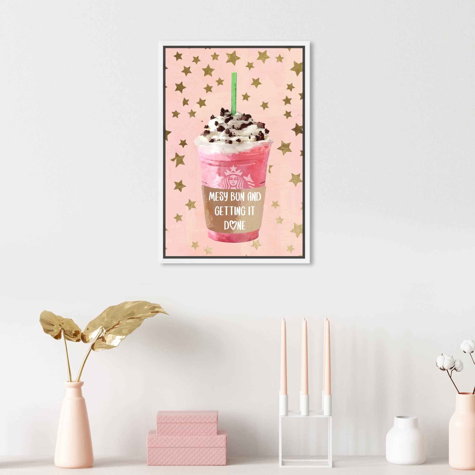 Oliver Gal Artist Co. 'Star Bright Drink' Framed Canvas Wall Art - Bar & Coffee Shop Decor, Perfect for Home, Office, or Restaurant Ambiance