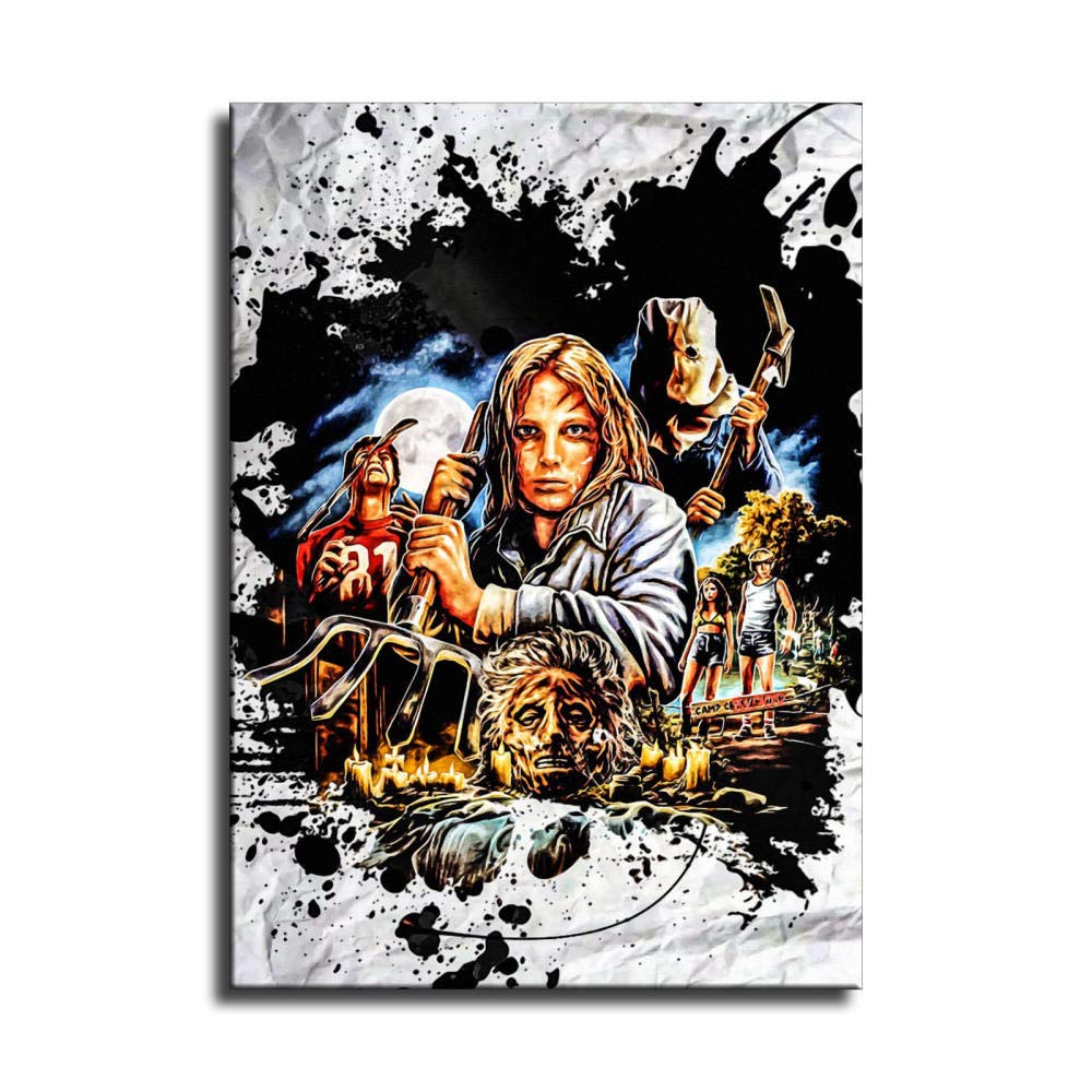 Friday The 13th Horror Movie Canvas Wall Art - Modern Home Decor Poster for Living Room, Bedroom & Office - Gothic Horror Print for Halloween & Movie Fan Gifts