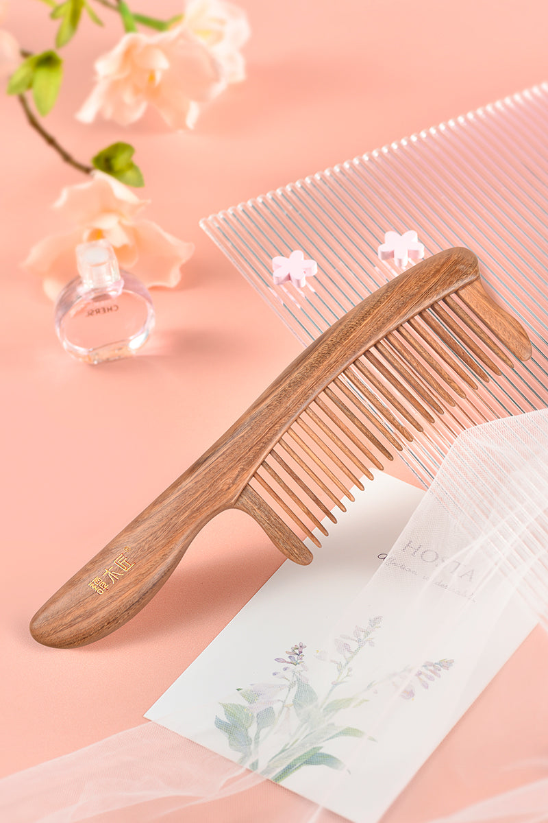 Verawood Wide Tooth Comb for Detangling & Scalp Massage - Natural Wood Hair Comb for Wet & Dry Hair - Perfect for Curly, Thick, and Long Hair Care