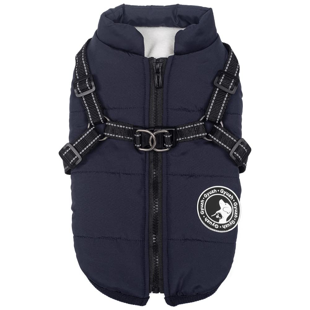 Waterproof Fleece Dog Coat with Reflective Harness - Winter Dog Jacket with Zipper for Small, Medium & Large Dogs | Warm Puppy Clothes for Outdoor Walks & Cold Weather Protection