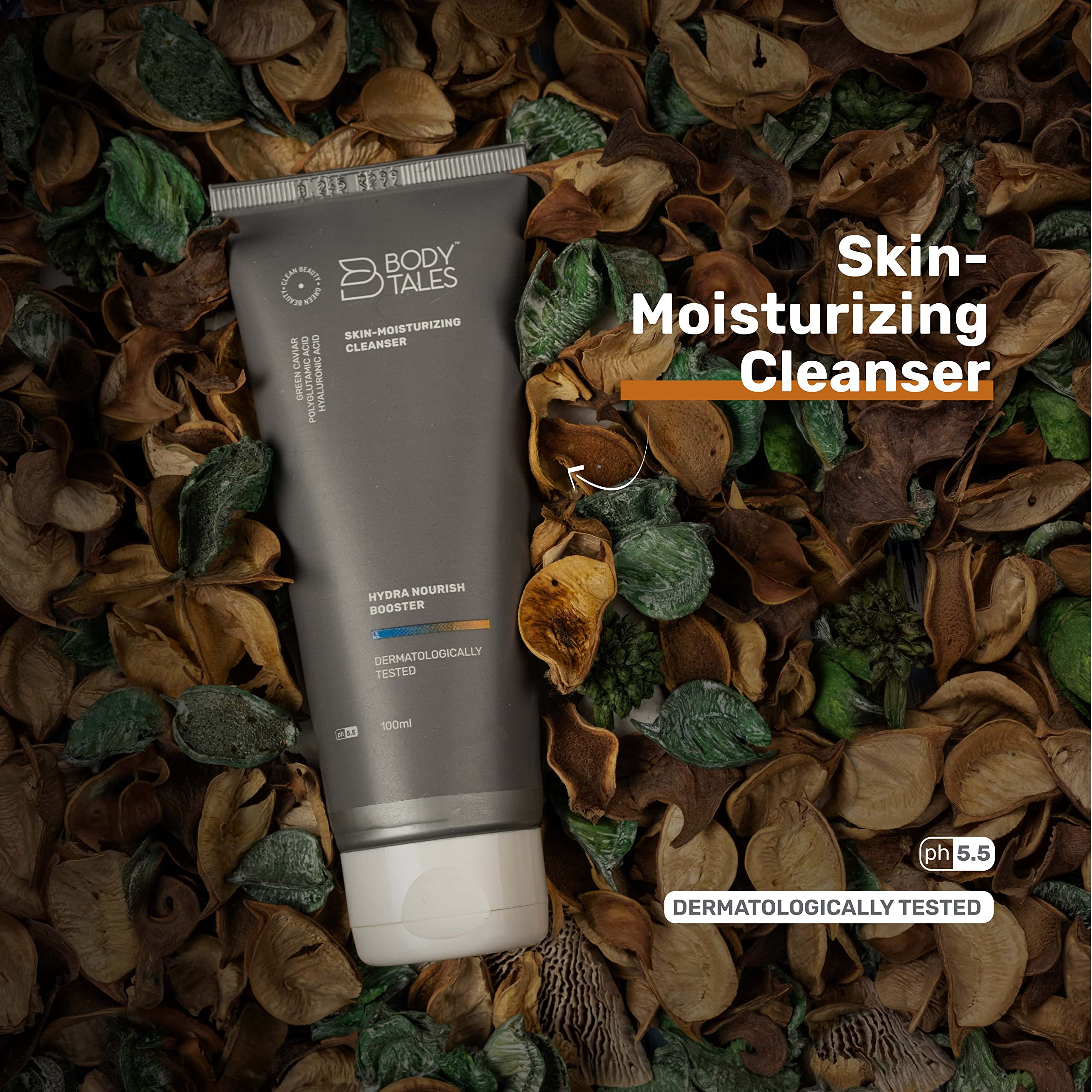 BODYTALES Skin Moisturizing Cleanser & Face Wash with Polyglutamic Acid & Hyaluronic Acid | Tightening & Plumping Facial Cleanser for Glowing Skin | 100ml | Perfect for Daily Skincare Routine & Anti-Aging Regimen