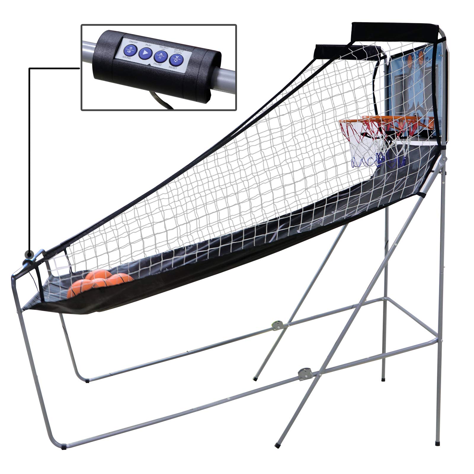 Smartxchoices Foldable Double Electronic Basketball Hoop Game - LED Scoring, 2 Player Indoor Arcade with 4 Balls & Inflation Pump - 8 Game Modes for Kids & Family Fun - Perfect for Birthday Parties, Playrooms & Indoor Sports Activities
