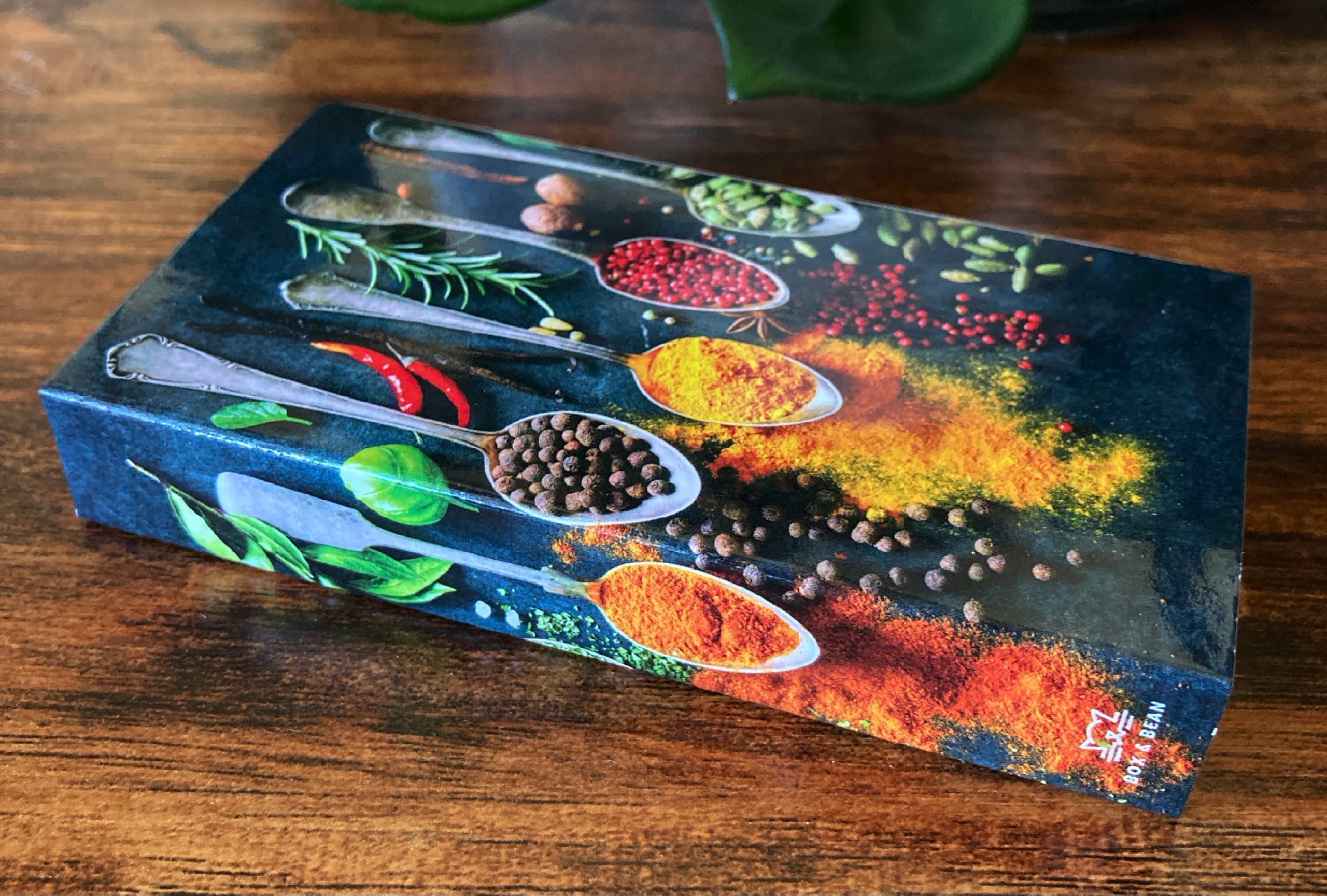 Premium Herbs and Spices Decorative Matchbox with Natural Wooden Matches - Ideal for Lighting Candles, Fireplaces, Grills, Campfires & More | Gift-Ready Packaging | Perfect for Home, Kitchen, Outdoor & Romantic Ambiance