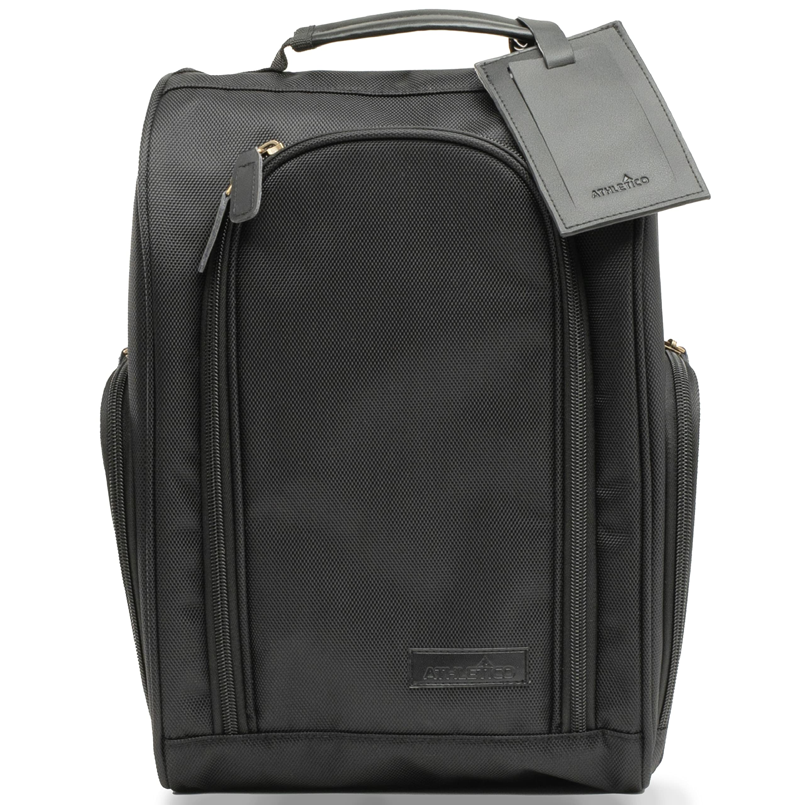 Premium Athletico Executive Golf Shoe Bag with Zippered Compartment & External Pockets - Durable Golf Shoe Organizer with Luggage Tag - Perfect Golf Gift for Men & Women - Ideal for Travel, Club Storage & On-Course Convenience