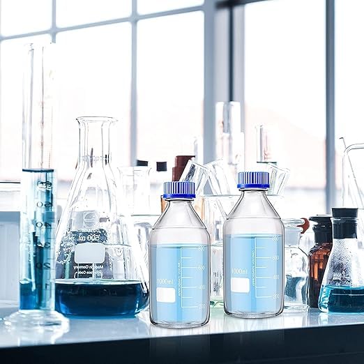 Premium 250ml VVS Borosilicate Glass Reagent Bottle with Leak-Proof Blue Screw Cap - Lab-Grade Chemical Storage Solution for Laboratories, Kitchen Use & Professional Applications | Ideal for Chemical Experiments, Liquid Storage & Scientific Research