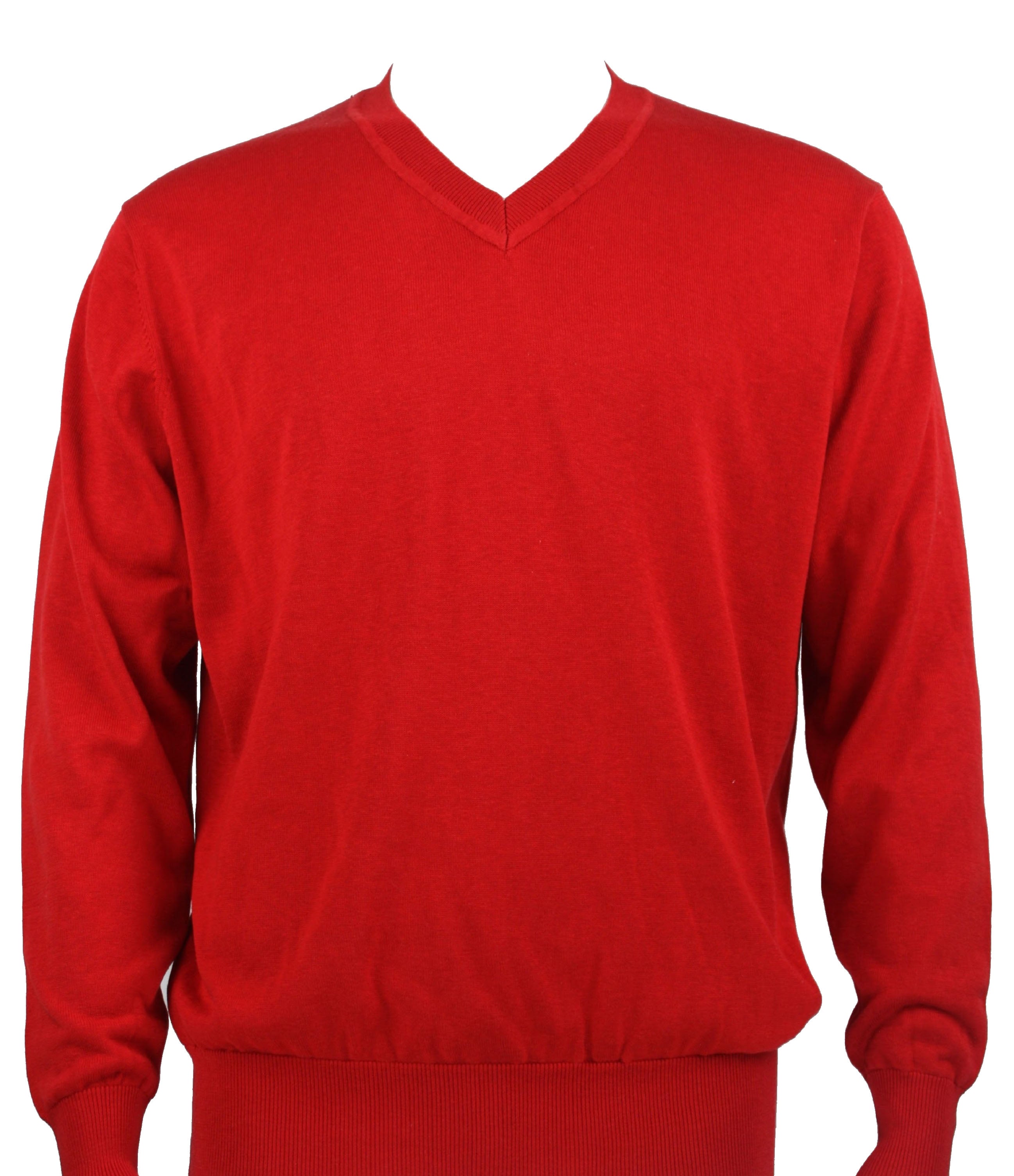 Bassiri Long Sleeve V-Neck Red Sweater 627 - Women's Casual Knit Pullover for Fall & Winter Fashion