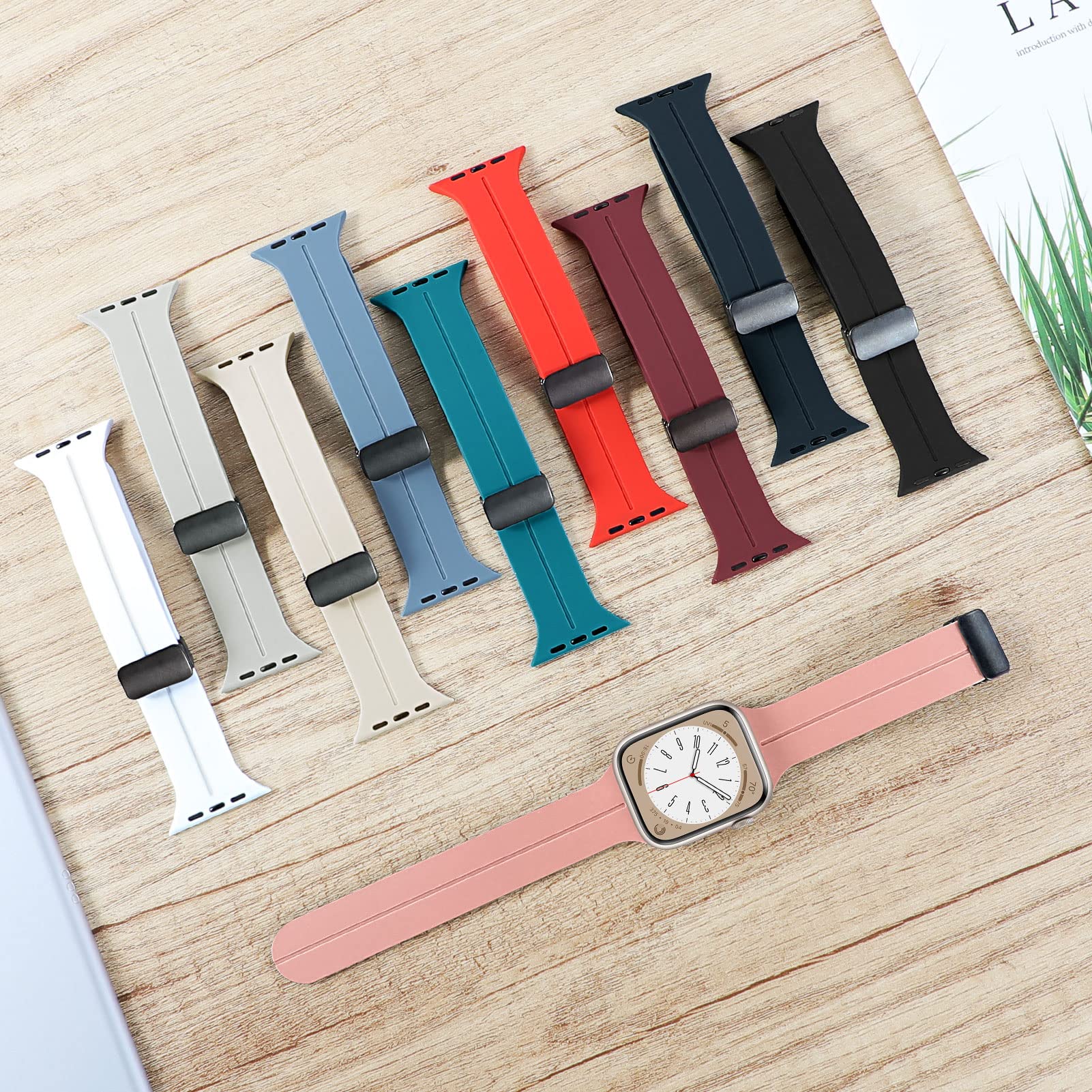 2 Pack Magnetic Apple Watch Bands 38mm/40mm/41mm/42mm/44mm/45mm/49mm - Waterproof Silicone Sport Strap Compatible with iWatch Series Ultra/8/7/SE/6/5/4/3/2/1 - Perfect for Gym, Running, Swimming & Everyday Wear for Men & Women