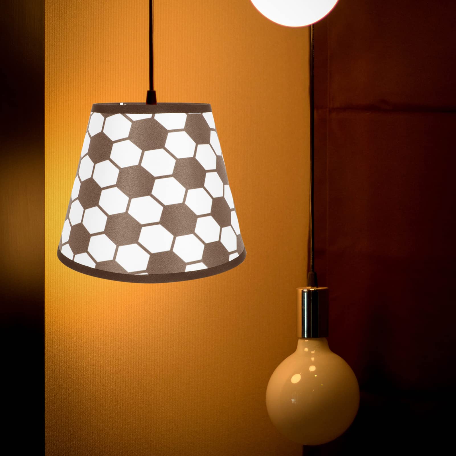 Beaupretty Barrel Lampshade Fabric Lamp Shade - Soccer Ball Pattern Hanging Light Cover for Table Lamp & Ceiling Light Decor | Perfect for Living Room, Bedroom, and Nursery Lighting
