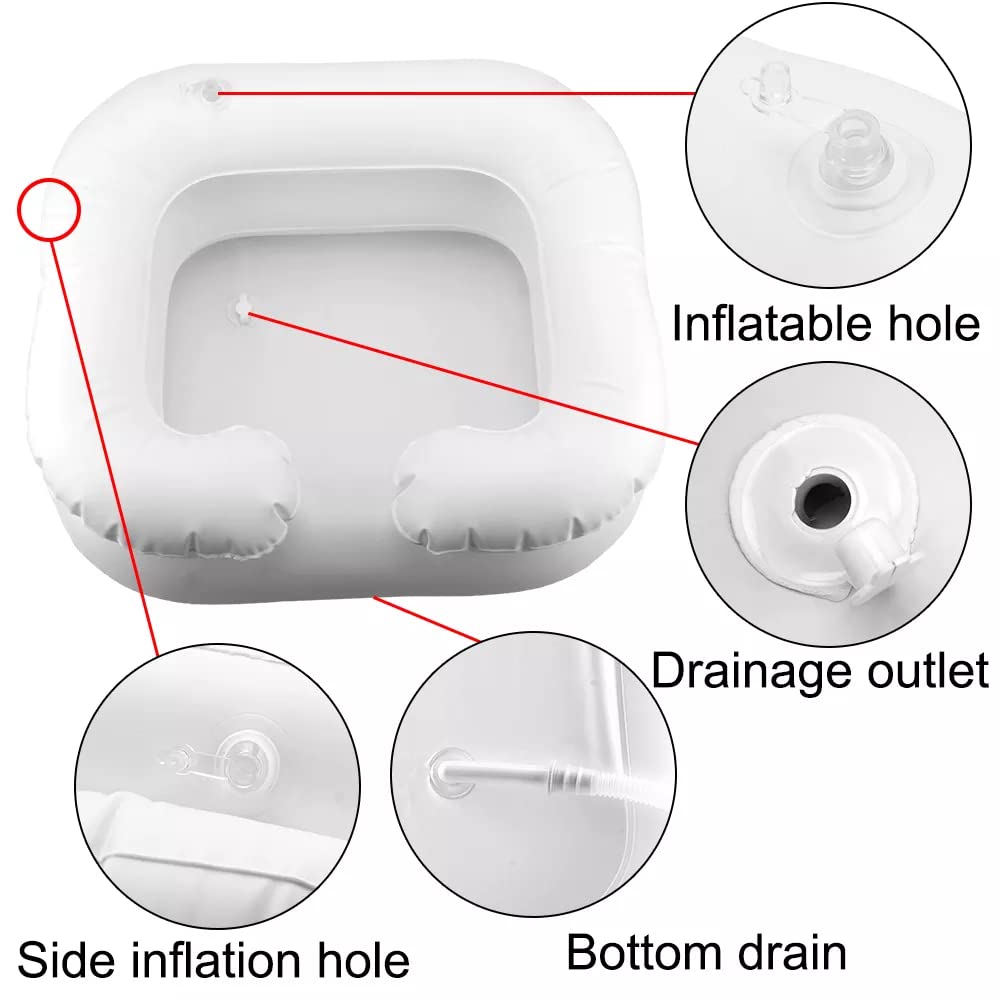 Inflatable Hair Washing Basin with Free Pump - Portable Shampoo Bathing Aid for Bedridden & Elderly Care - Blow Up Bowl for Easy Hair Washing at Home or Hospital