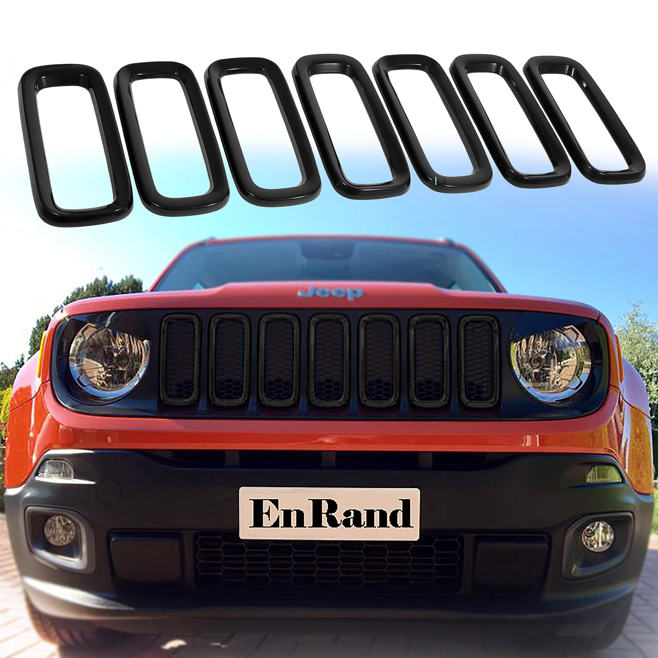 Jeep Renegade Accessories Kit - 18pcs Black Door Handle Covers, Gas Tank Cover, Tail Light Guards, Headlight Bezels & Front Grill Inserts | Off-Road Protection & Style Upgrade