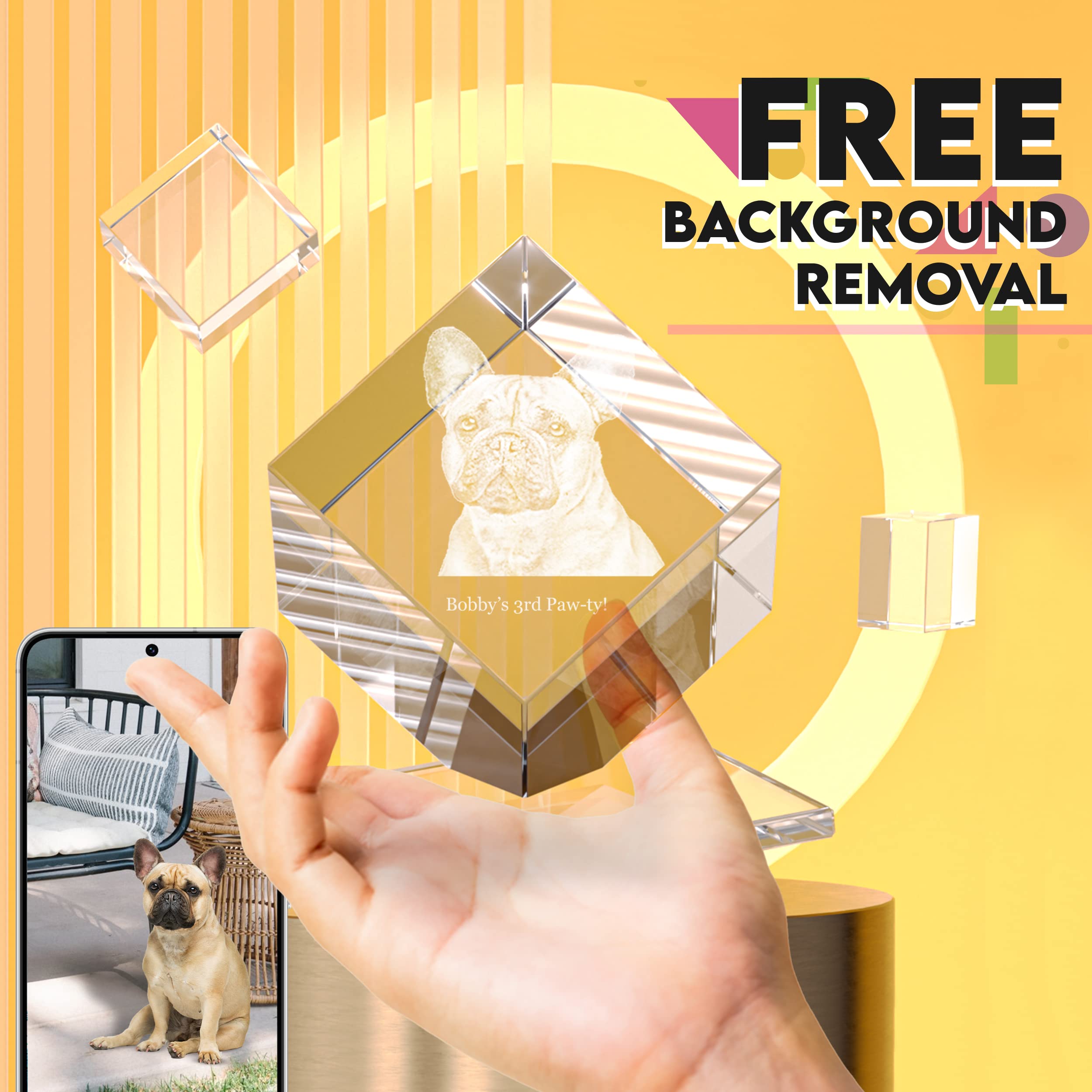 Personalized 3D Crystal Photo Gift - Custom Laser Engraved Picture Inside Diamond Crystal for Mom, Dad, Men & Women | Unique Christmas, Anniversary & Wedding Presents | Perfect for Home Decor, Office Display & Memorial Keepsakes