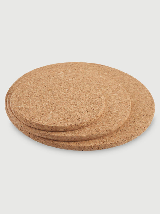 Premium Cork Trivets Set of 3 (150mm, 200mm, 250mm) - Natural Heat Resistant Coasters for Hot Pots & Pans - Perfect for Kitchen, Dining Table & Outdoor BBQ Use