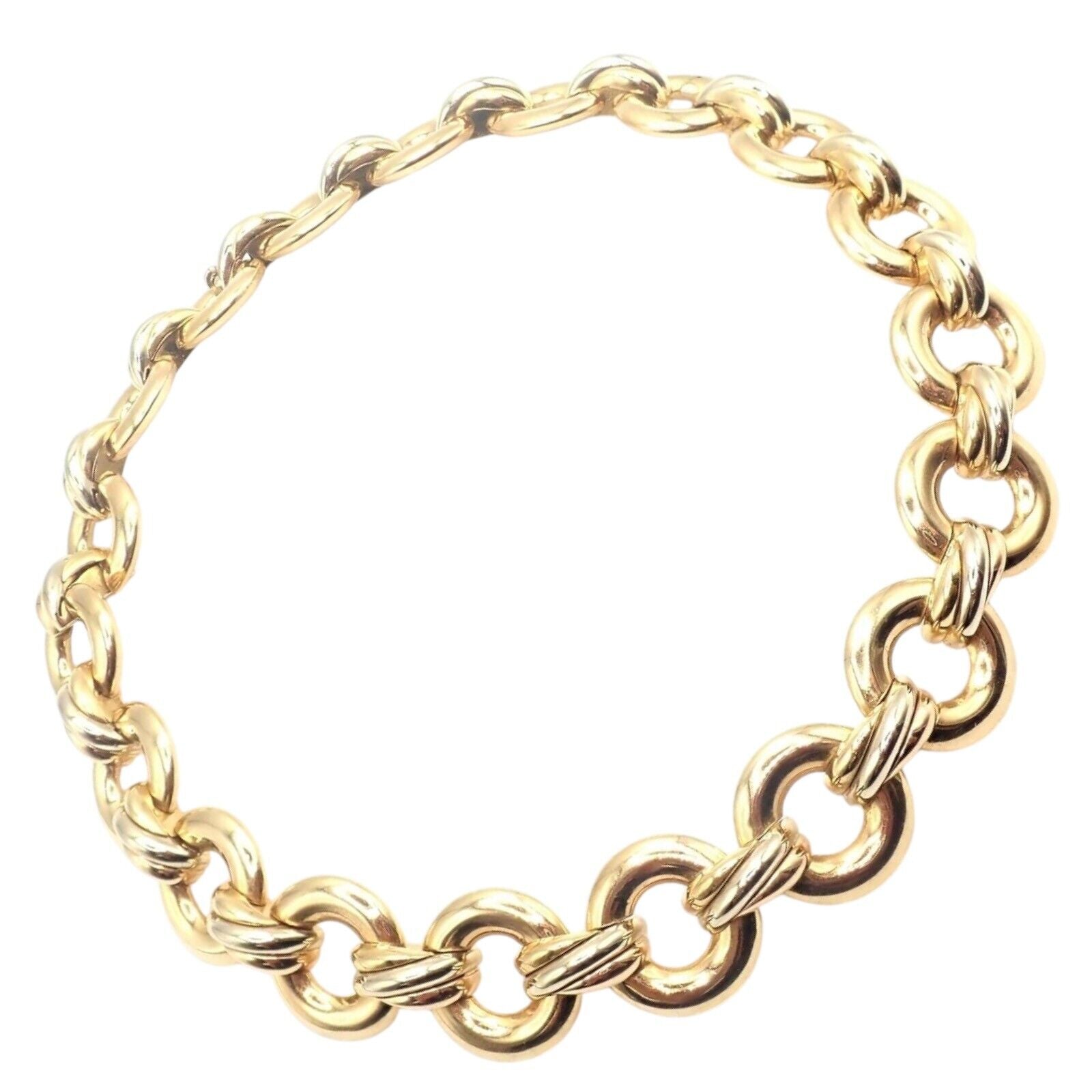 Authentic Vintage Cartier Trinity 18k Tri-Color Gold Round Link Necklace 1996 - Luxury Jewelry Gift for Women, Perfect for Anniversaries & Special Occasions
