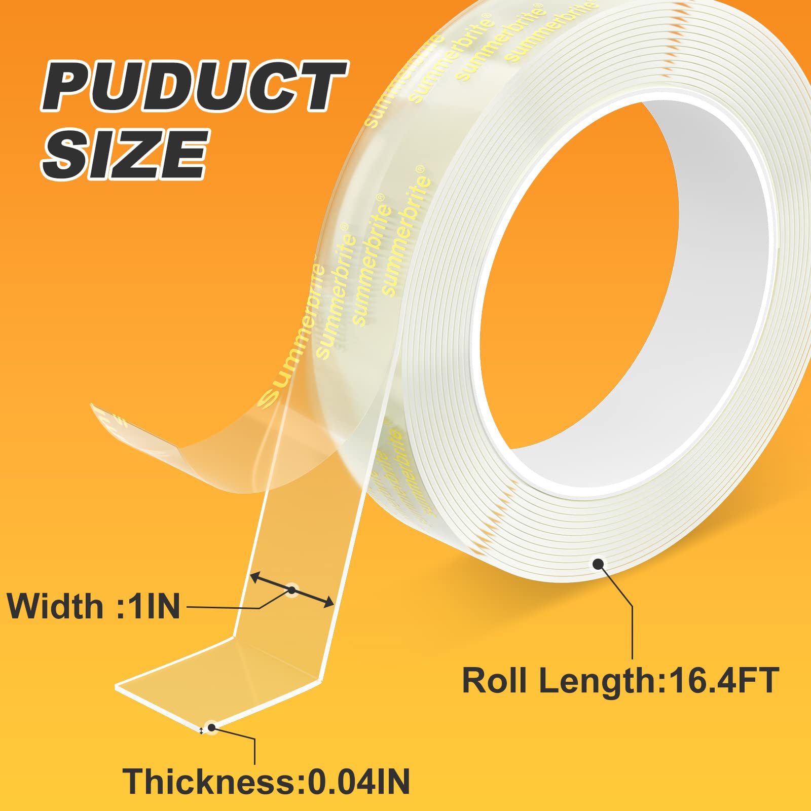 Strong Double Sided Tape - Heavy Duty Clear Mounting Adhesive, Waterproof Transparent 16.4FT Removable Wall Tape for Posters, Photos & Decor - Perfect for Home, Office & DIY Projects