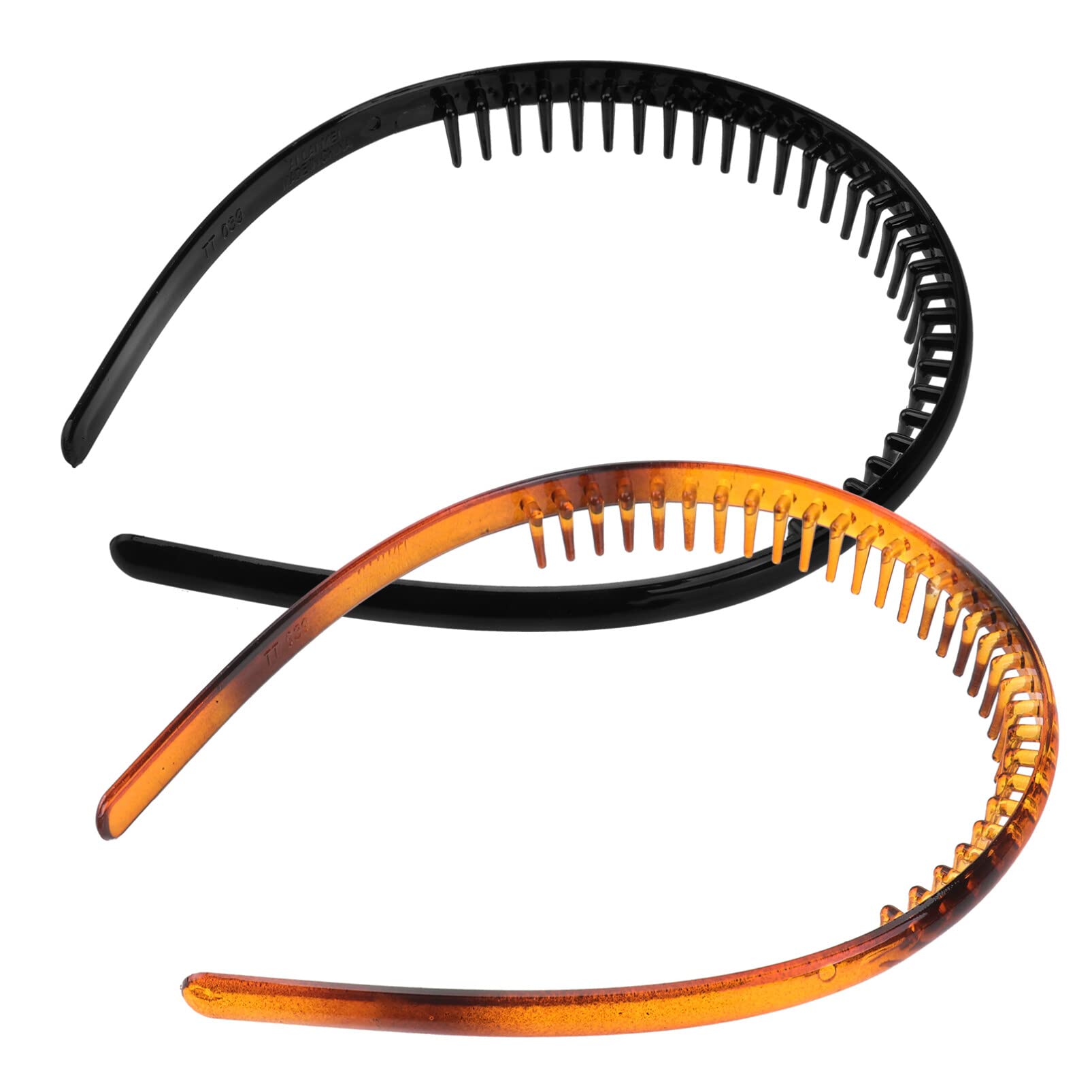 CALLARON Shark Tooth Headband 2 Pack - Stylish Metal Hair Bands for Women & Girls, Wavy Hair Accessories with Tooth Comb - Perfect for Concerts, Parties & Everyday Fashion