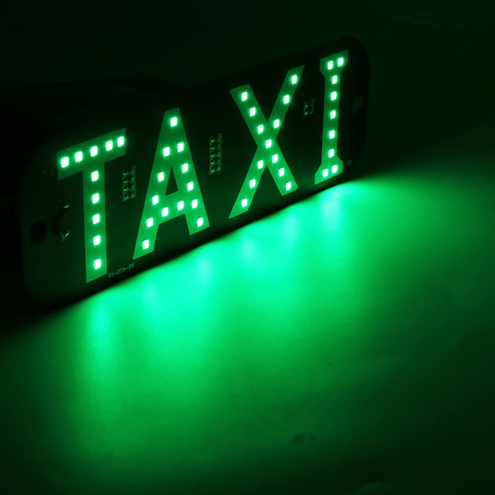 YSY Green LED Taxi Sign Light - 12V DC Car Window Flashing Hook with USB Switch & Inverter | Perfect for Taxi, Uber, Lyft Drivers & Nighttime Rideshare Visibility
