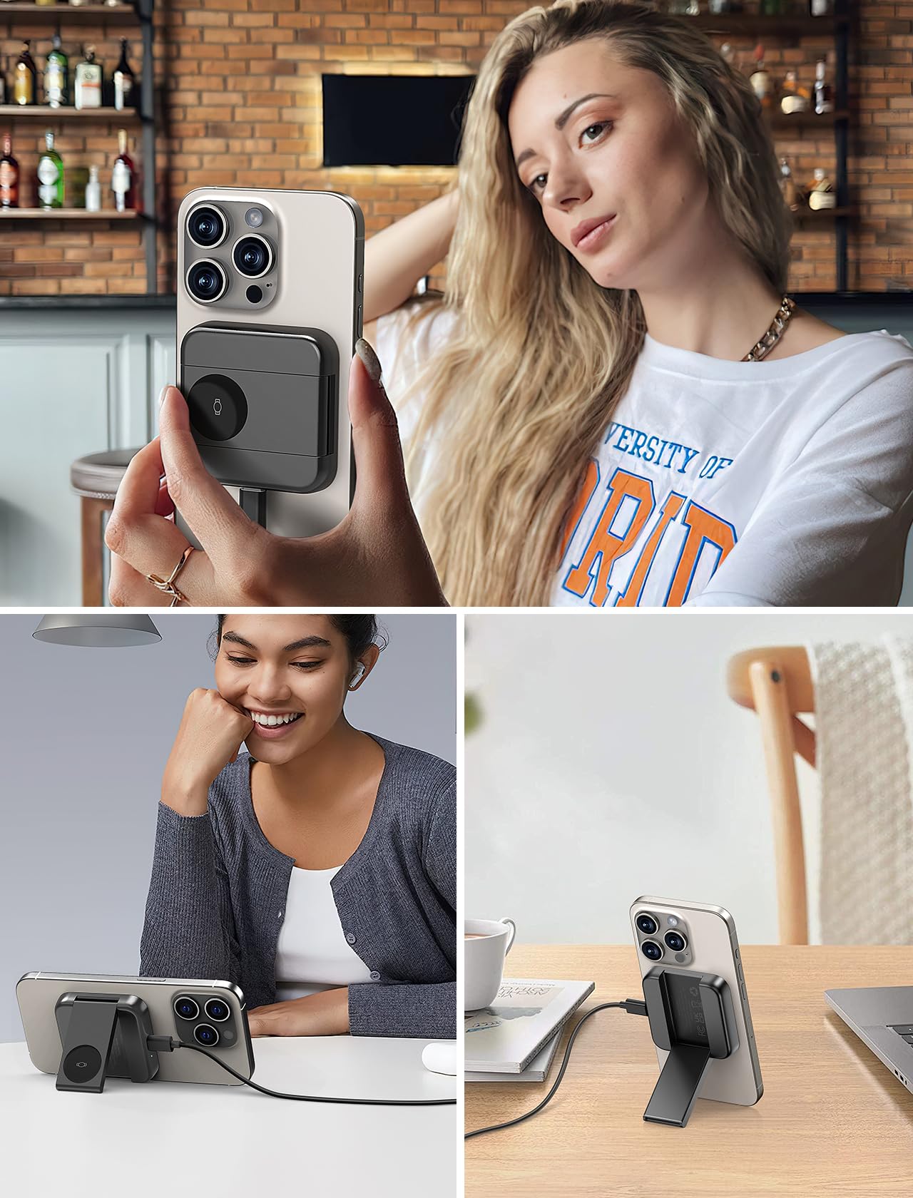 MOKPR 3-in-1 Magnetic Wireless Charging Stand - Adjustable Fast Charger for iPhone 16/15/14/13/12 Series, AirPods 3/2/Pro & Apple Watch | MagSafe Compatible Charging Station | Perfect for Nightstand, Office Desk & Travel