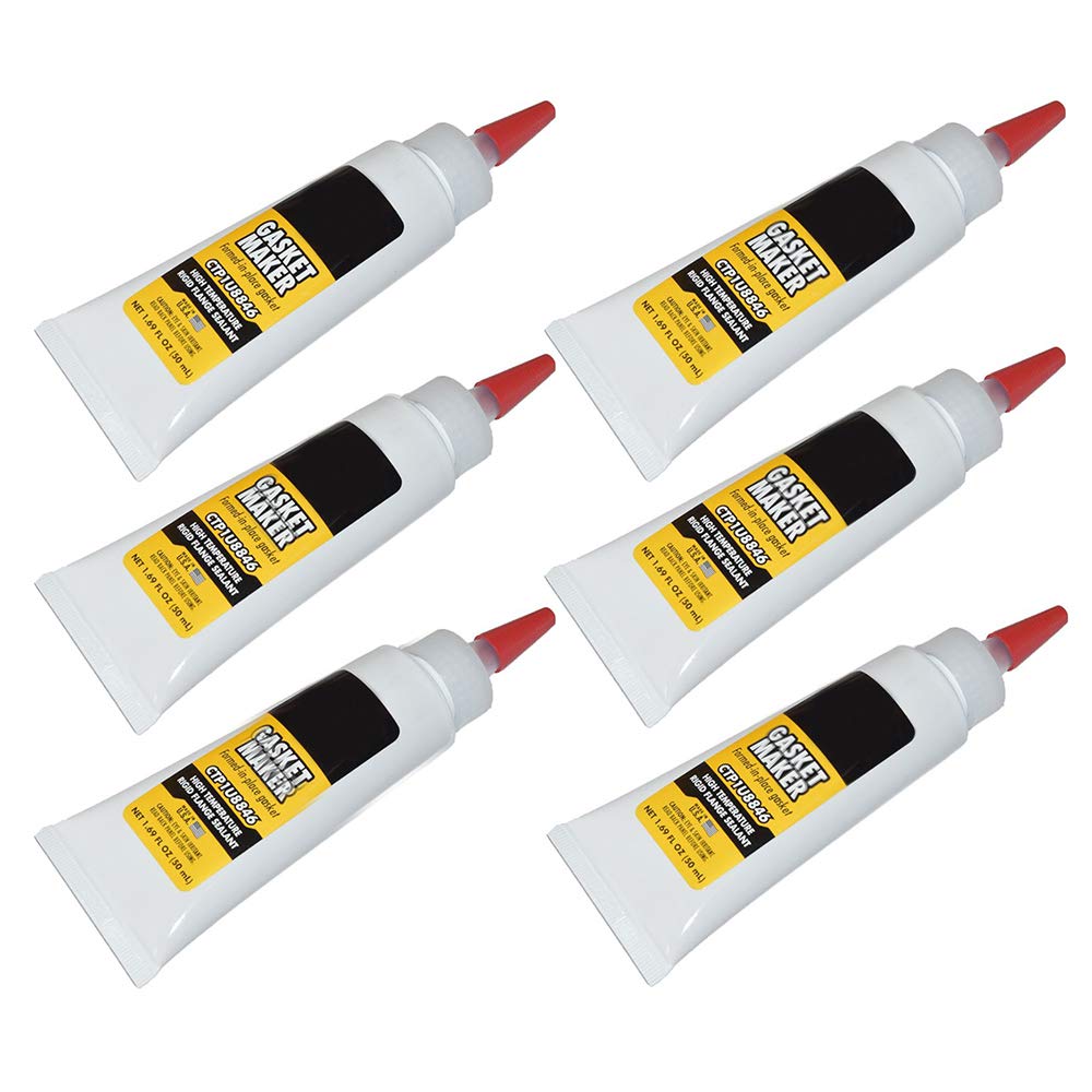 RAParts Set of 6 Flexible Gasket Maker 50mL Applicator Tubes - Compatible with Caterpillar Equipment | High-Temp Sealant for Engine Gaskets, Oil Pans & Transmission Covers