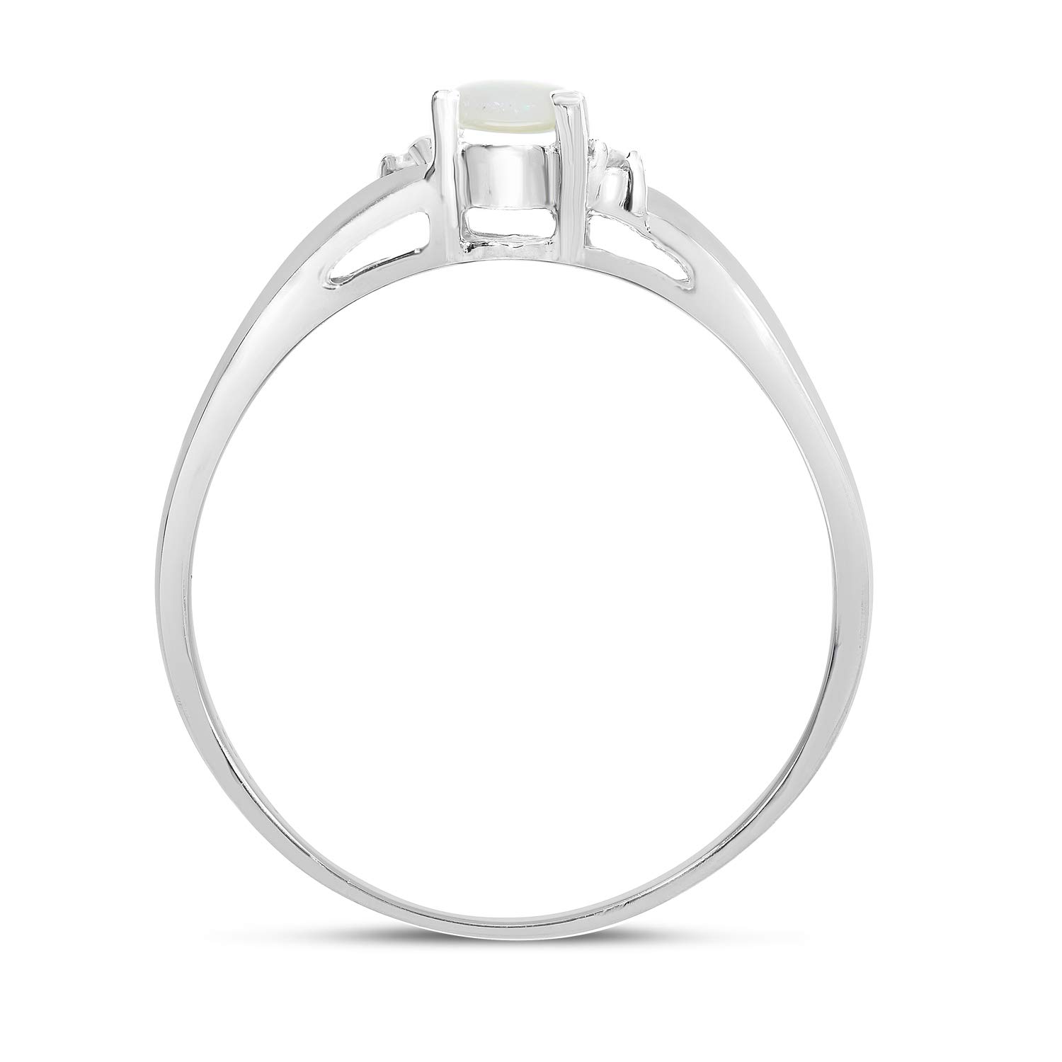 10K White Gold Oval Opal and Diamond Ring for Women – Elegant Vintage Style Jewelry for Engagement, Wedding, Anniversary & Special Occasions