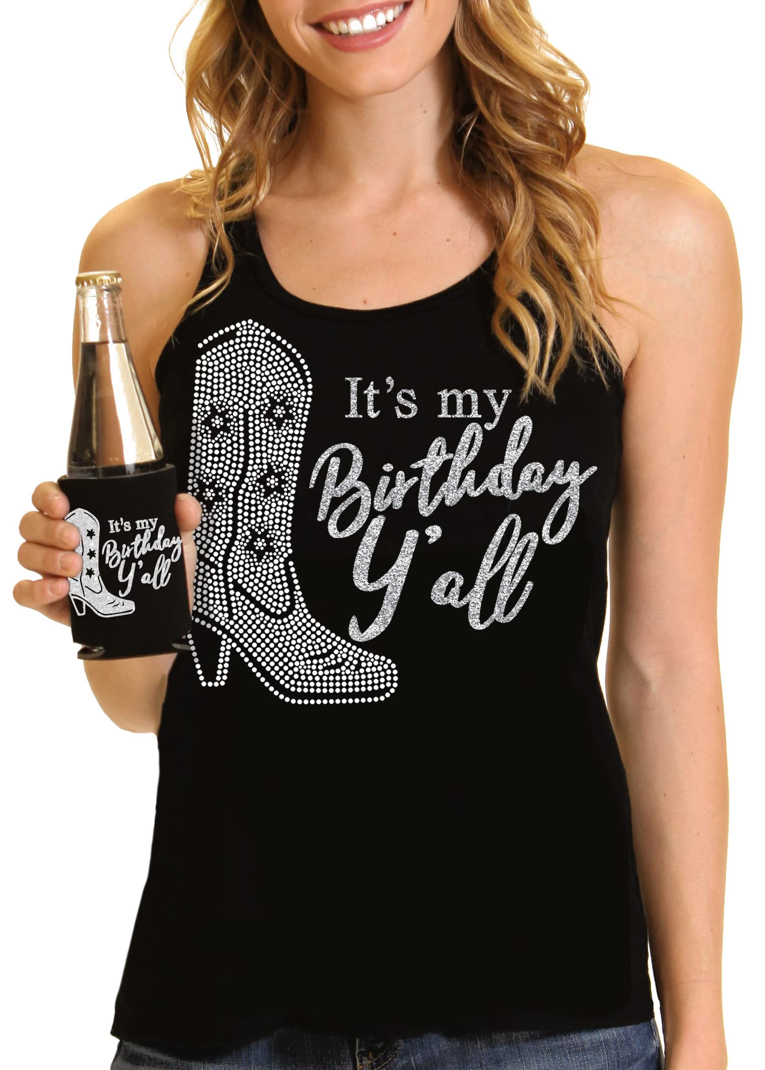 Birthday Tank Tops for Women - Sparkling Crystal Rhinestone Birthday Shirt - Birthday Queen & Squad T-Shirts - Perfect for Parties, Girls' Night Out & Birthday Celebrations