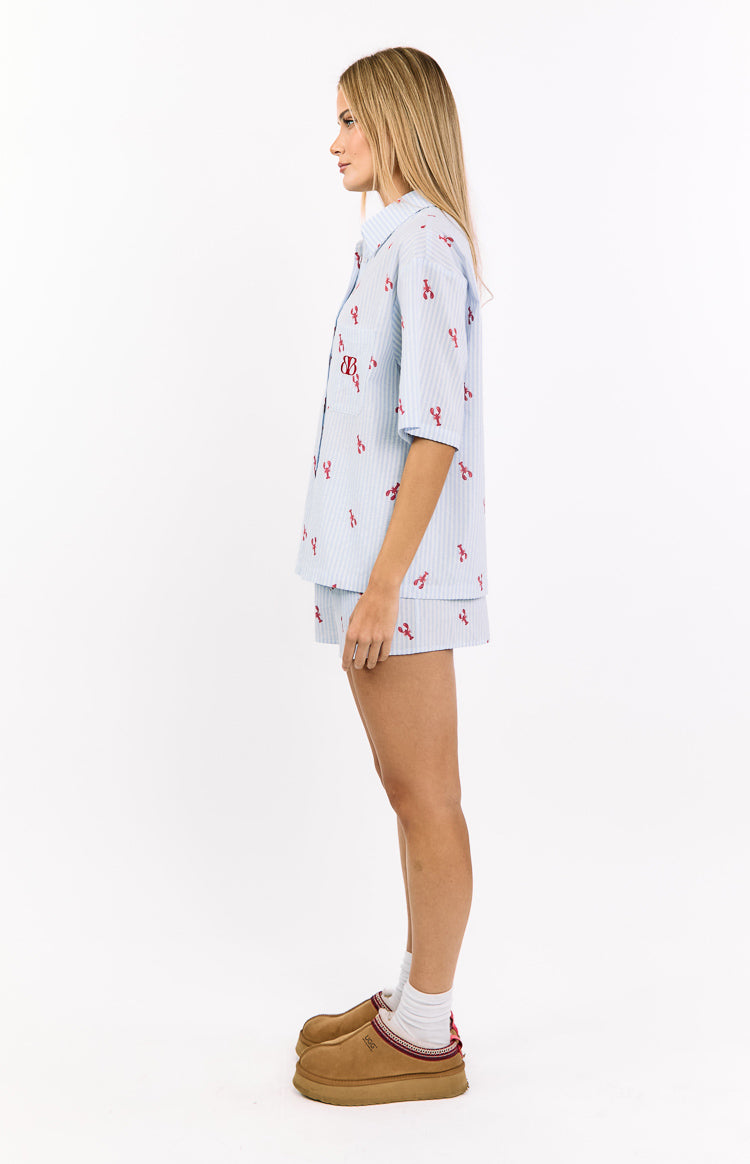 Alexea Women's Lobster Print Pajama Shirt - Soft Sleepwear Top for Women, Cute Loungewear for Home, Vacation & Gift Giving