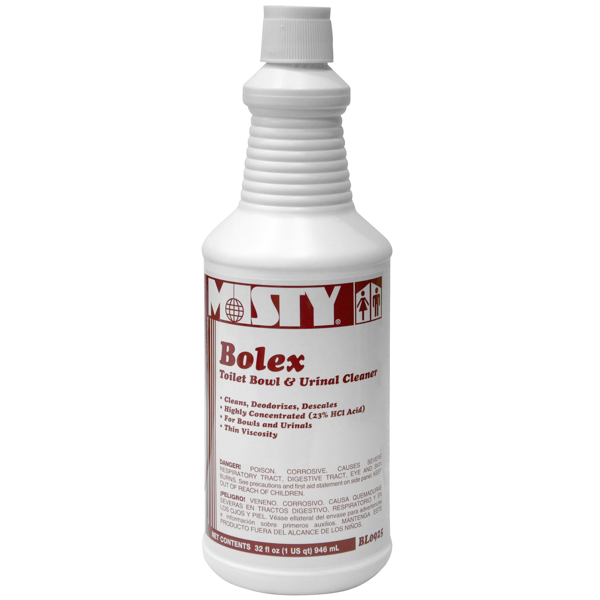 MISTY Bolex Toilet & Urinal Cleaner Concentrate - 32 oz (Pack of 12) | Powerful Bathroom Cleaner for Stains & Odors | Ideal for Homes, Hotels & Commercial Restrooms