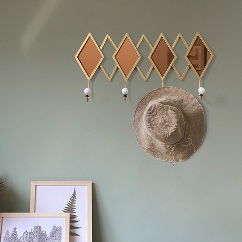 Stylish Metal Wall-Mounted Coat Rack with Key Holder - Space-Saving Entryway Organizer for Hats, Coats & Bags (Orange, 50x25cm) - Perfect for Hallway, Porch, Bedroom & Apartment Decor