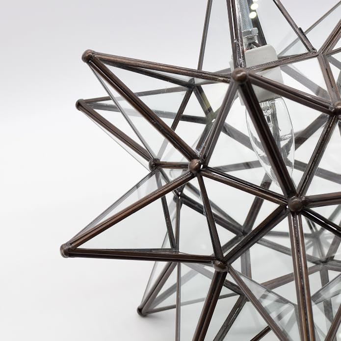 15 Inch Clear Glass Star Pendant Light - Modern Ceiling Lighting Fixture for Bedroom, Nursery, Living Room & Home Decor