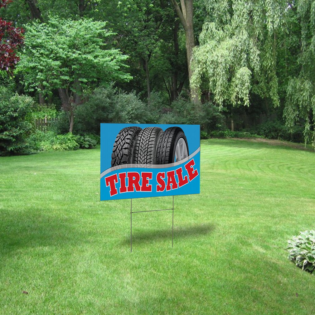 24x18 Inch Weatherproof Plastic Yard Sign - 2-Sided Tire Sale & Auto Parts Advertising (Set of 5) | Durable Outdoor Business Promotion for Car Dealerships, Auto Shops & Retail Stores