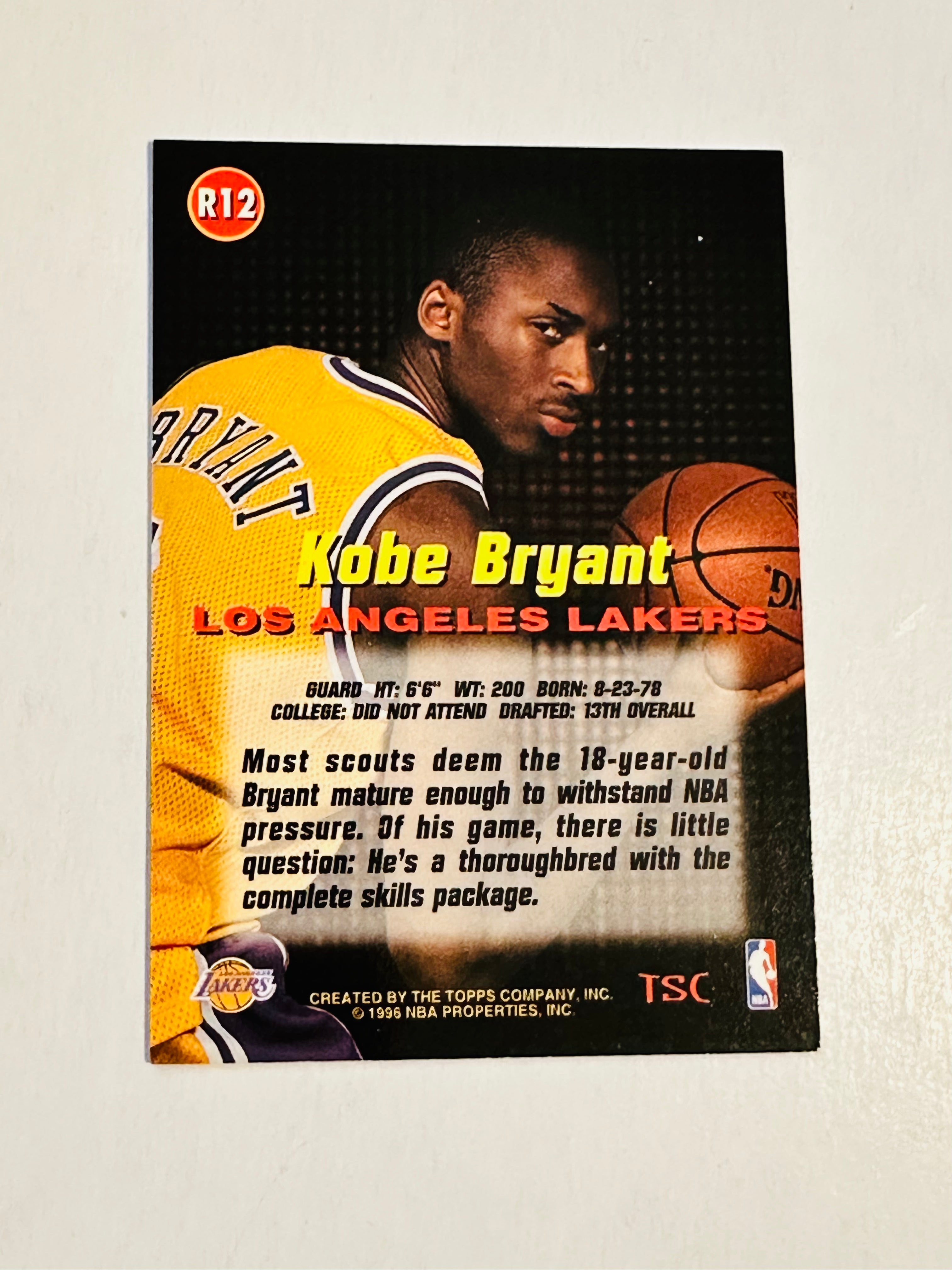 1996 Kobe Bryant NBA Rookie Card - Legendary Stadium Club Edition in High Grade Condition | Perfect for Collectors, Fans & Sports Memorabilia Enthusiasts