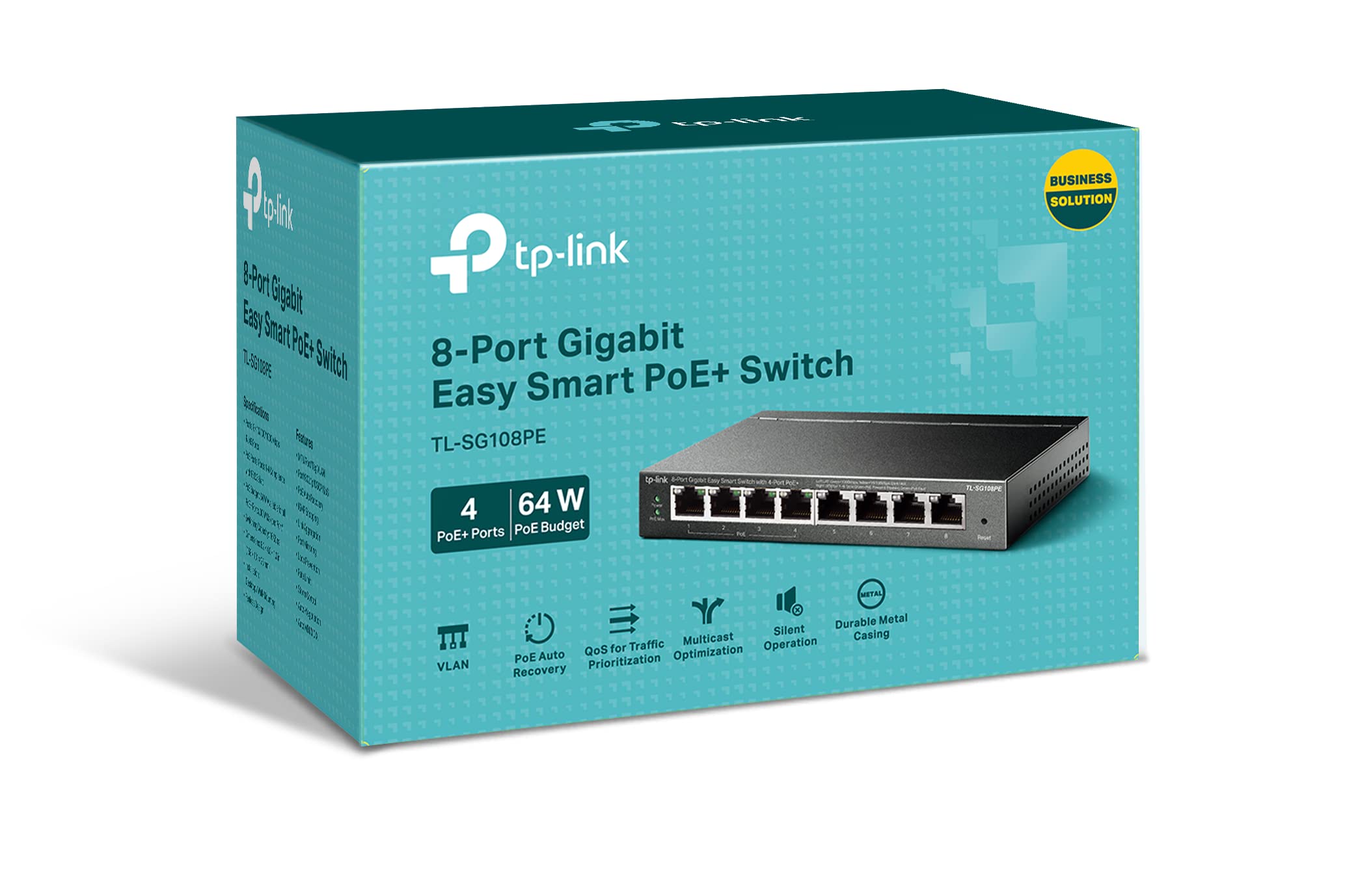 8 Port Gigabit Easy Smart Switch with 4X PoE - High Speed Network Switch for Home Office, Gaming & Small Business Networking