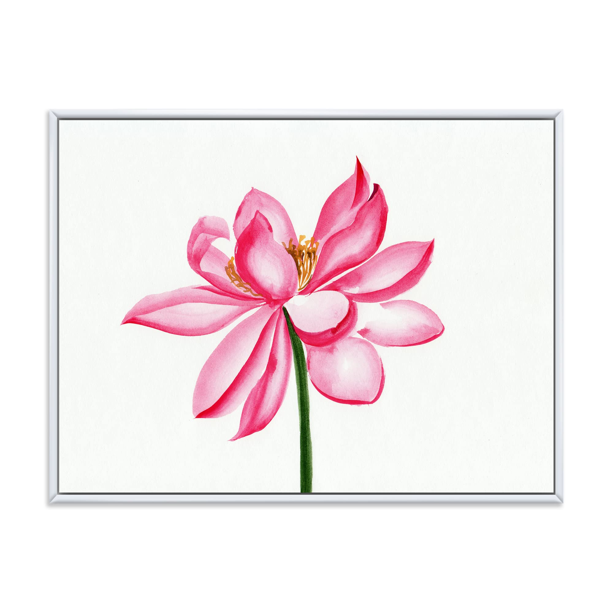 Vintage Pink Lotus Canvas Wall Art Print - Traditional Framed Home Decor for Living Room, Bedroom & Office | Handmade Floral Painting for Asian Inspired Interior Design