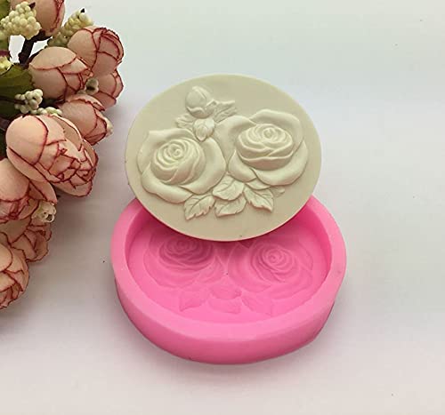 RKPM HOMES Romantic Rose Floral Silicone Soap Molds - 3D Baking Molds for DIY Soap, Cupcakes & Candles - Perfect for Valentine's Day, Wedding Favors & Home Decor (Round Love Rose Design)