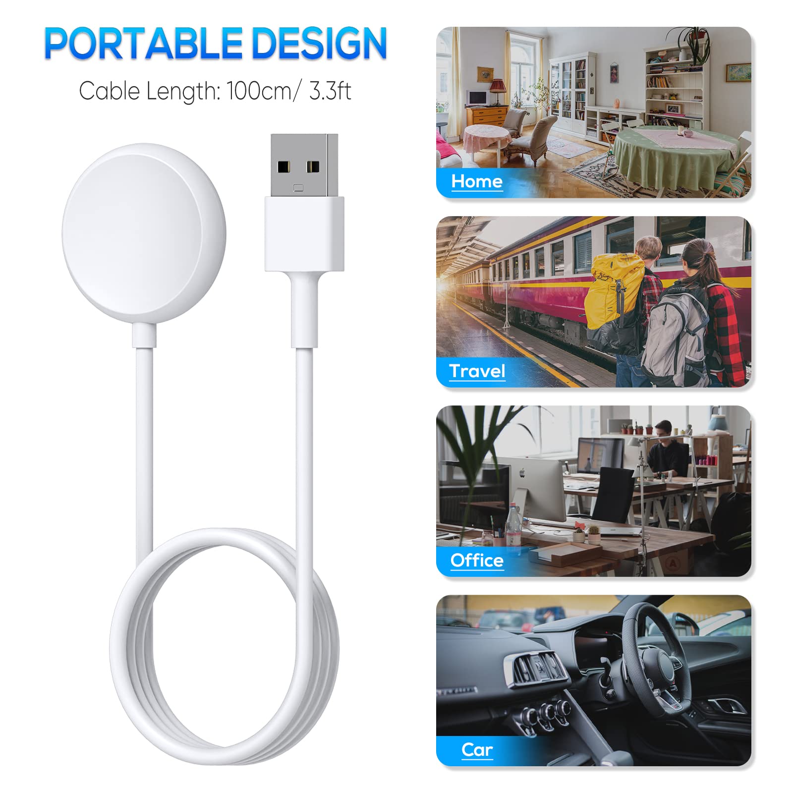 2 Pack Magnetic USB Charging Cable for Google Pixel Watch 1 - 3.3ft Fast Charger Cord Accessories Replacement (Not Compatible with Pixel Watch 2) - Perfect for Home, Office & Travel Charging